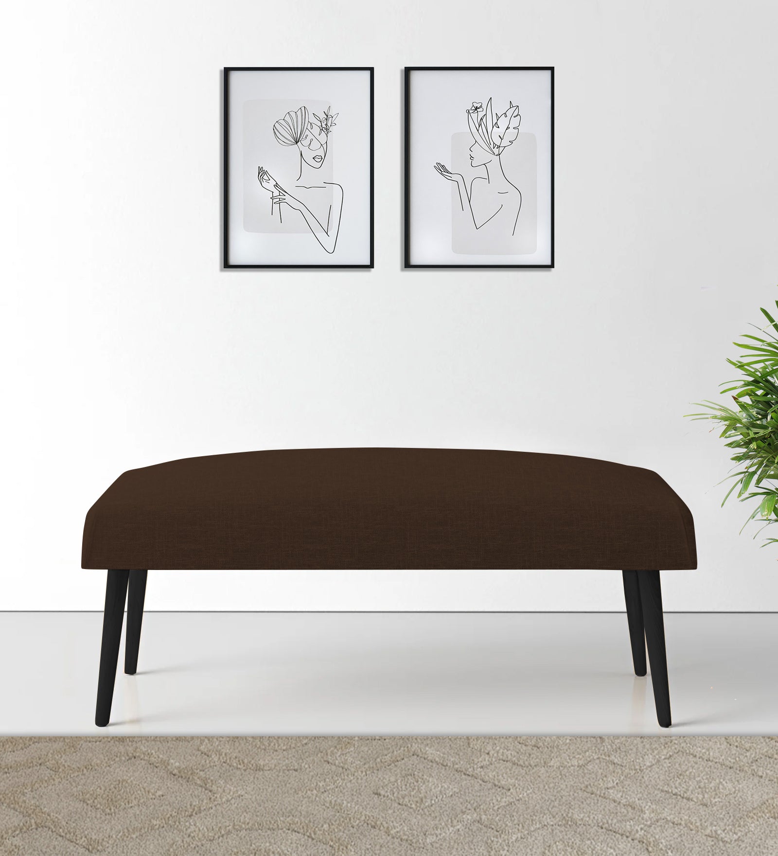 Adon Velvet Bench In Cholocate Brown Colour - Febonic Living