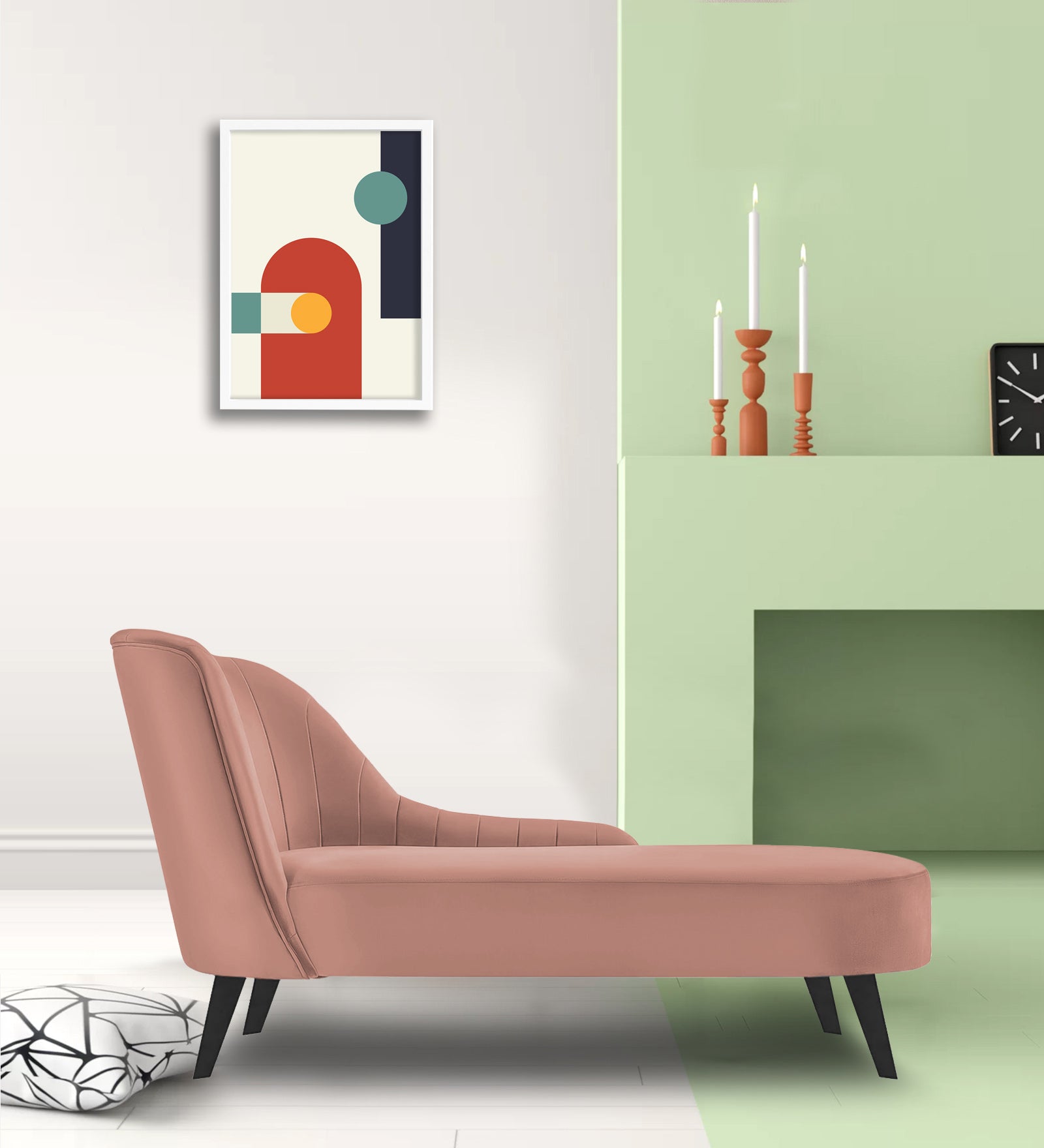 Flora Velvet RHS Chaise Lounger In Blush Pink Colour - Febonic Living