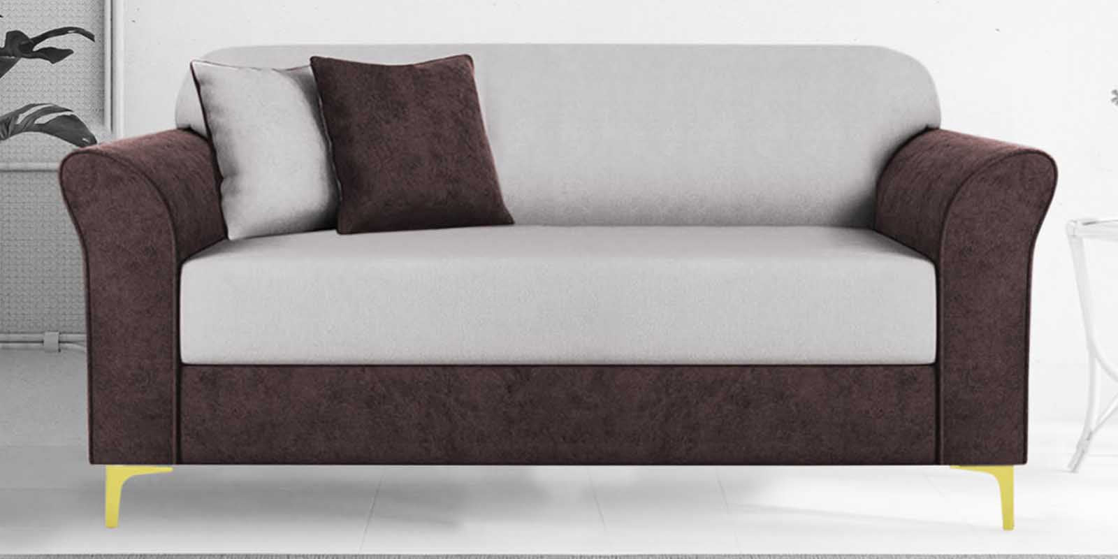 Jordan Velvet 2 Seater Sofa In Mocha Brown And Concreate Grey Colour - Febonic Living