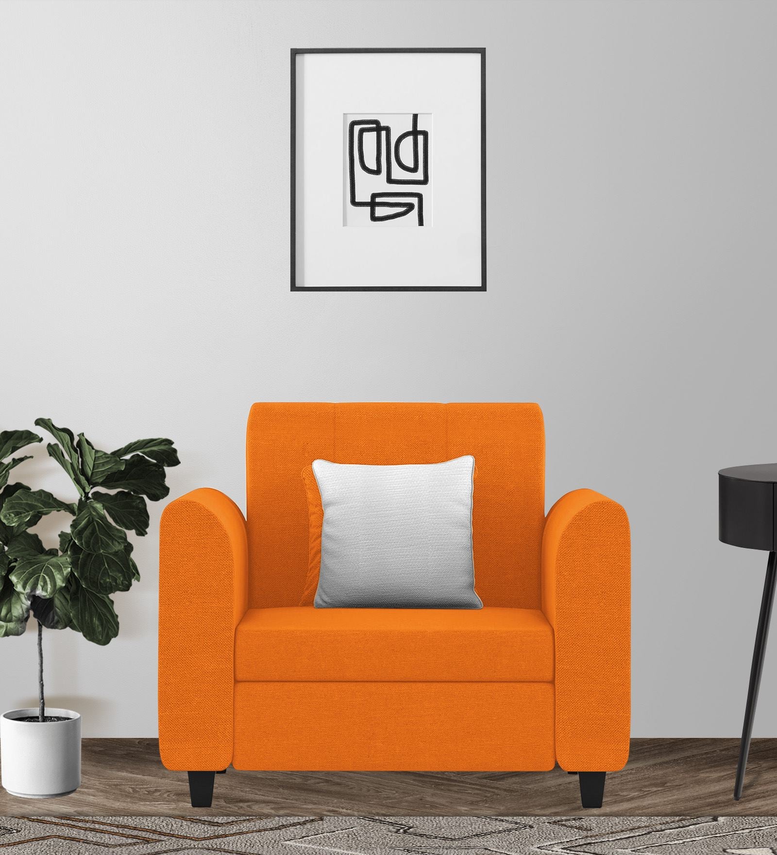 Denmark Fabric 1 Seater Sofa In Vivid Orange Colour - Febonic Living