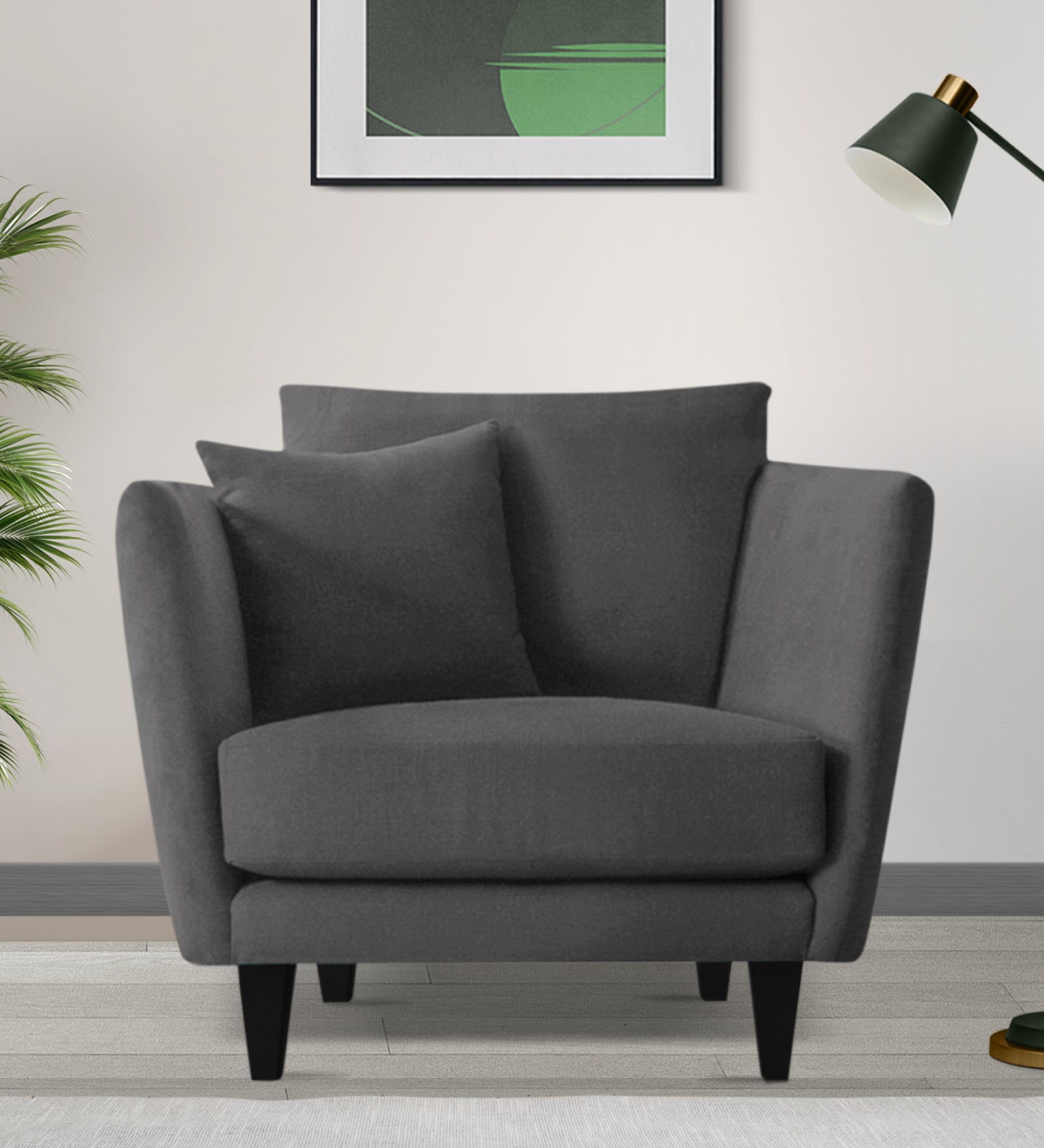 Norway Velvet 1 Seater Sofa In Davy Grey Colour - Febonic Living
