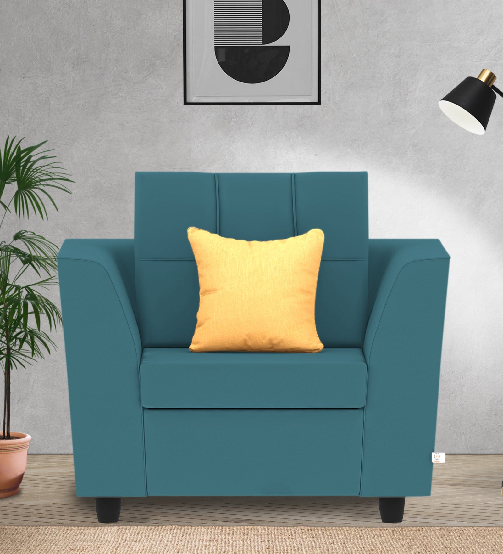 Nestin Velvet 1 Seater Sofa In Aqua Blue Colour - Febonic Living