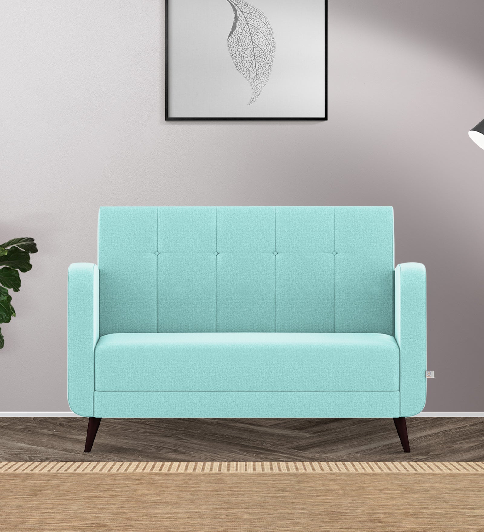 Wiki Velvet 2 Seater Sofa In Barmunda Aqua Colour - Febonic Living