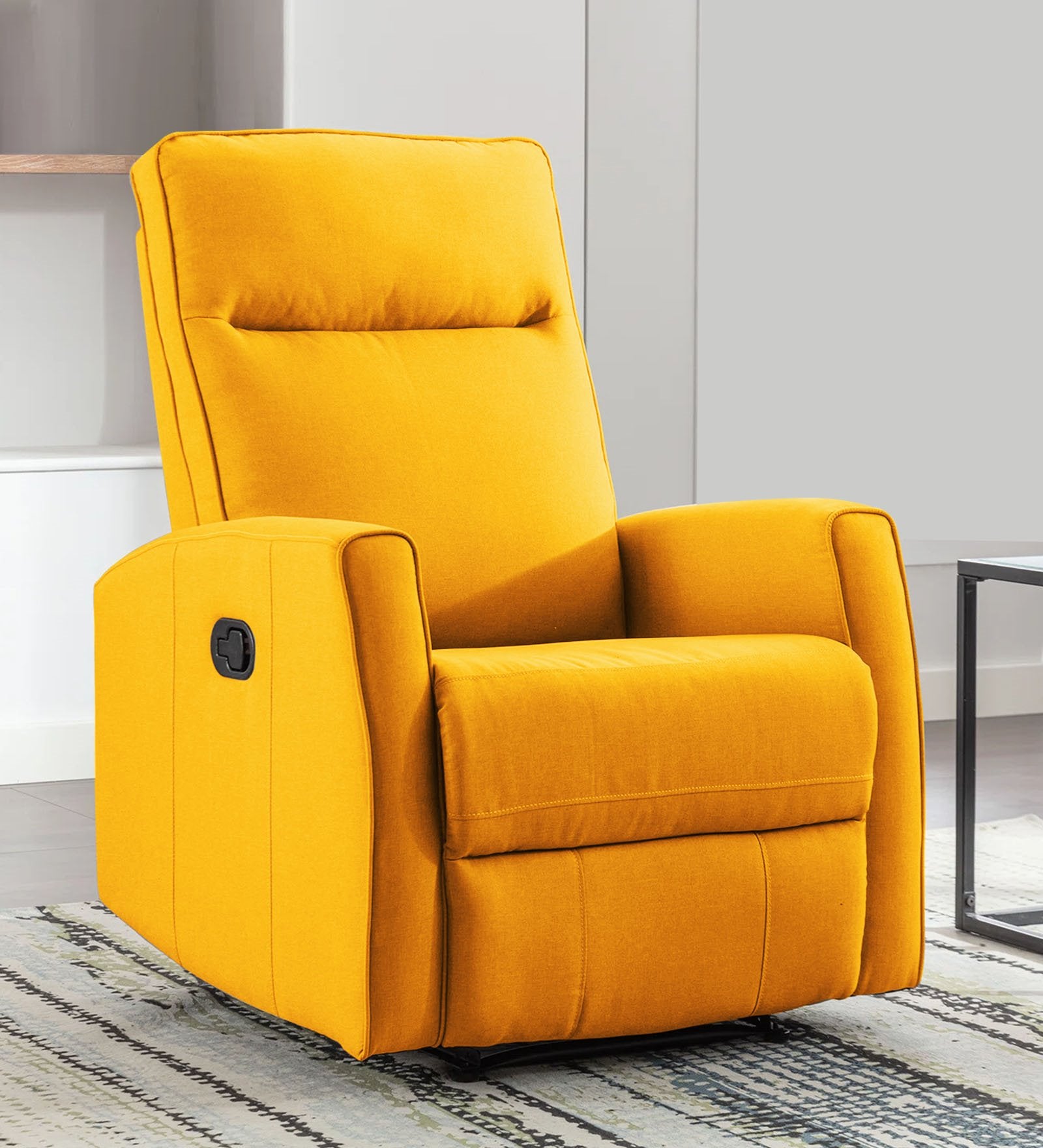 Logan Fabric 1 Seater Manual Recliner In Bold Yellow Colour - Febonic Living