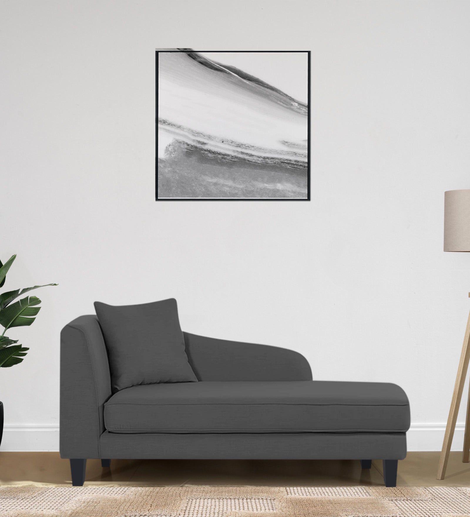 Louis Fabric RHS Chaise Lounger In Charcoal Grey Colour - Febonic Living