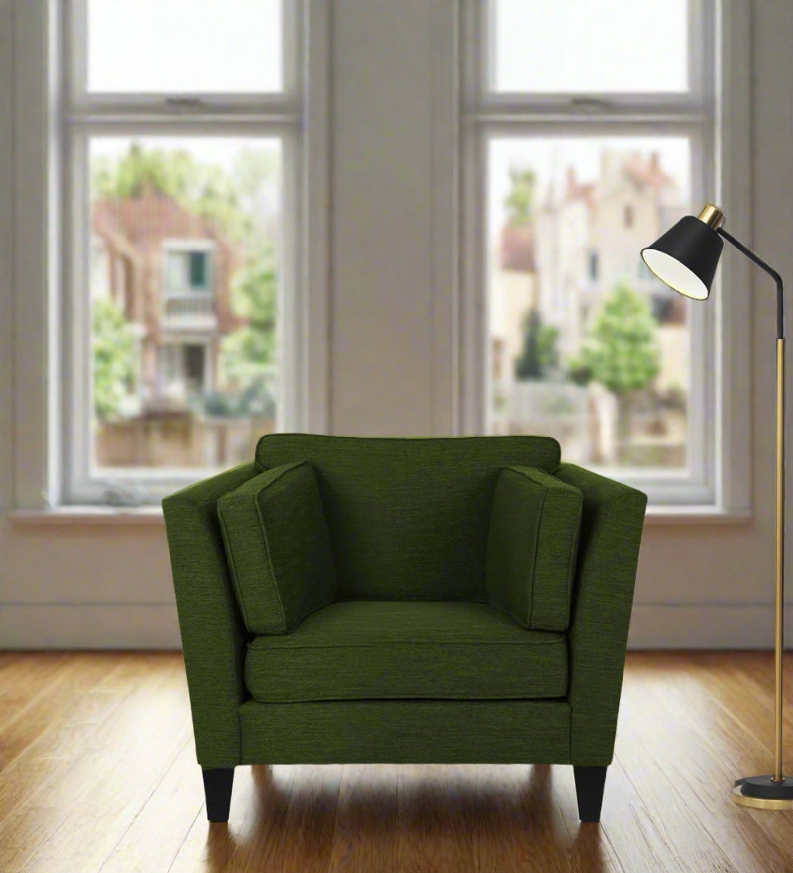 Nigar Fabric 1 Seater Sofa in Olive Green Colour