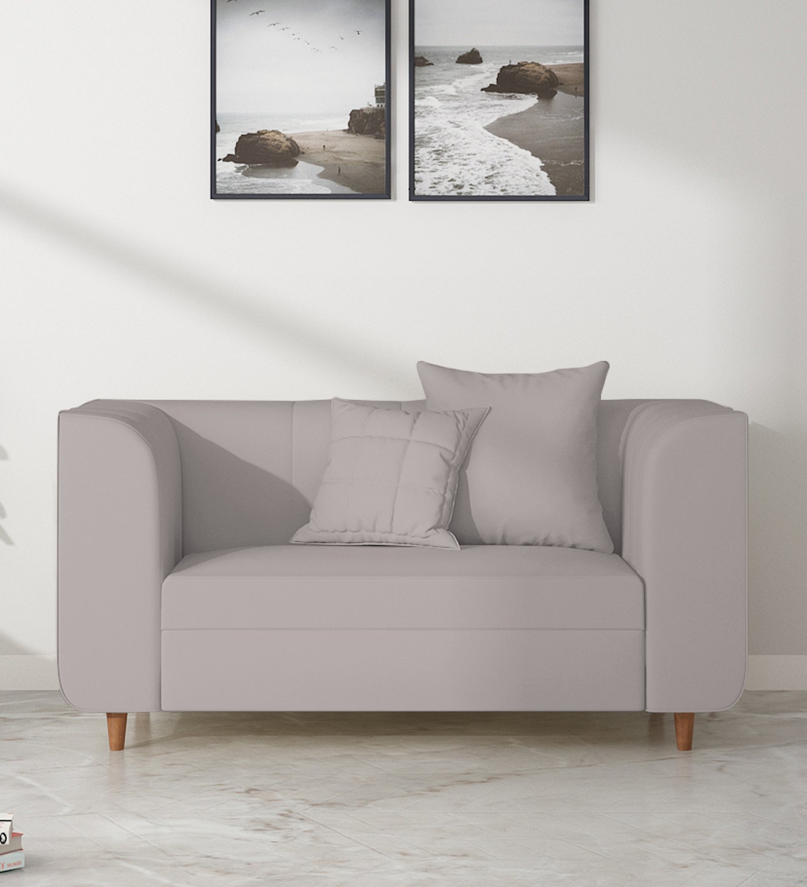 Sumo Velvet 2 Seater Sofa In Pearl Grey Colour - Febonic Living