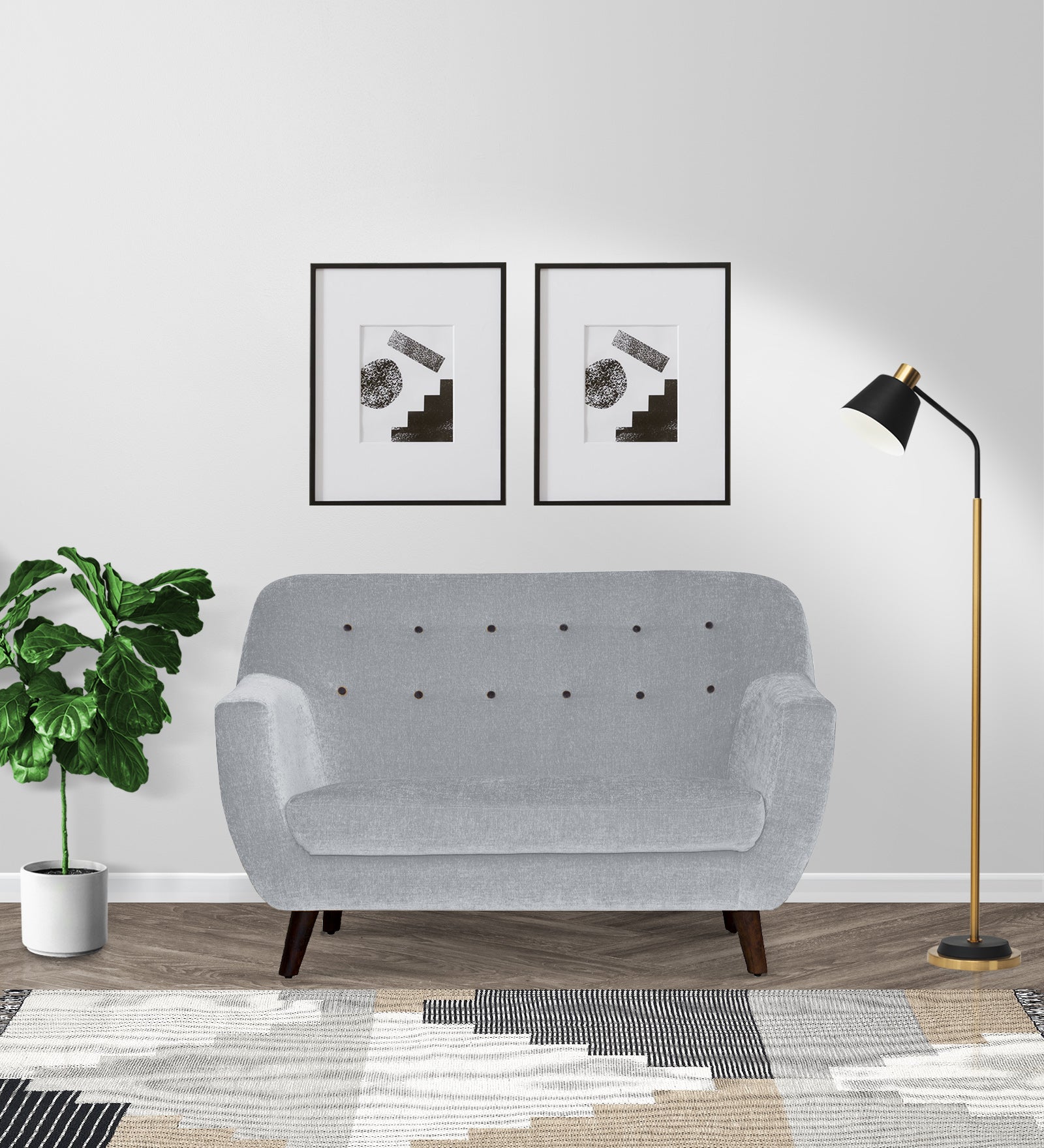 German Fabric 2 Seater Sofa In Coin Grey Colour - Febonic Living