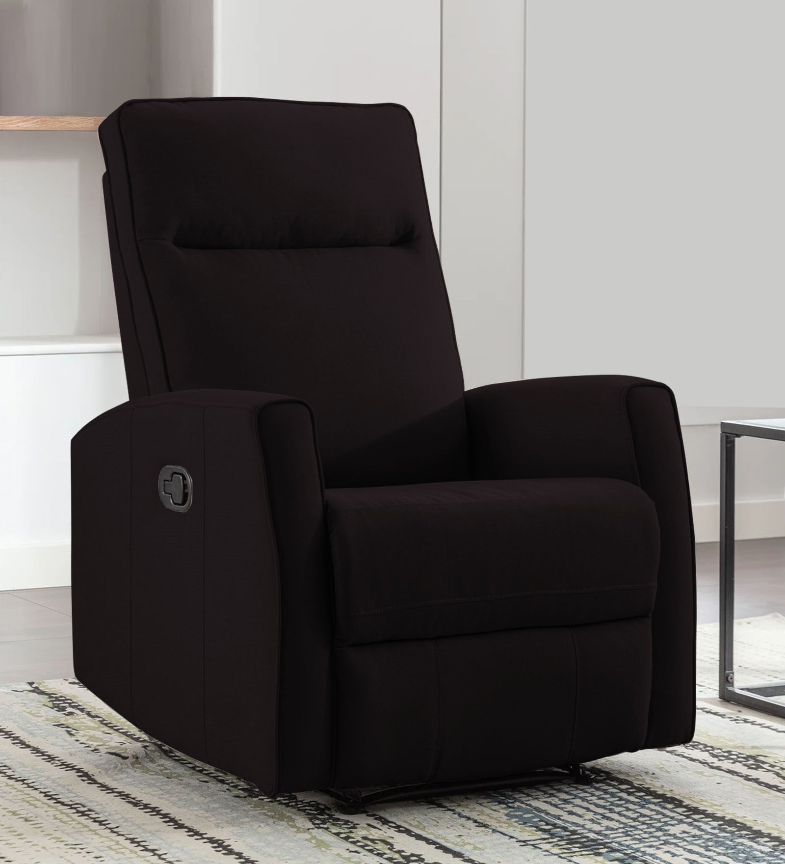 Logan Fabric 1 Seater Manual Recliner In Cara Brown Colour - Febonic Living