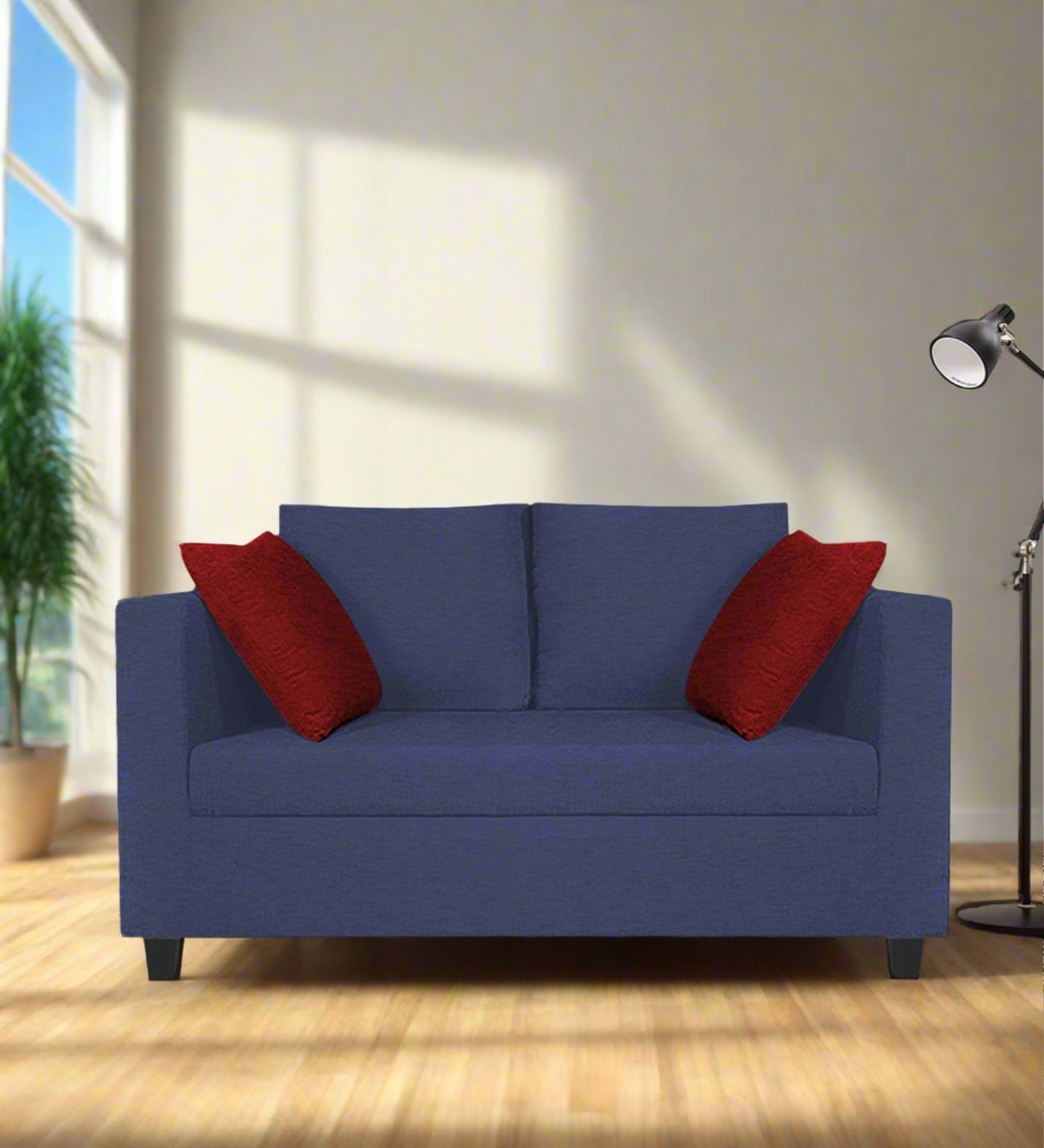 Nuska Fabric 2 Seater Sofa In Slate Blue Colour - Febonic Living