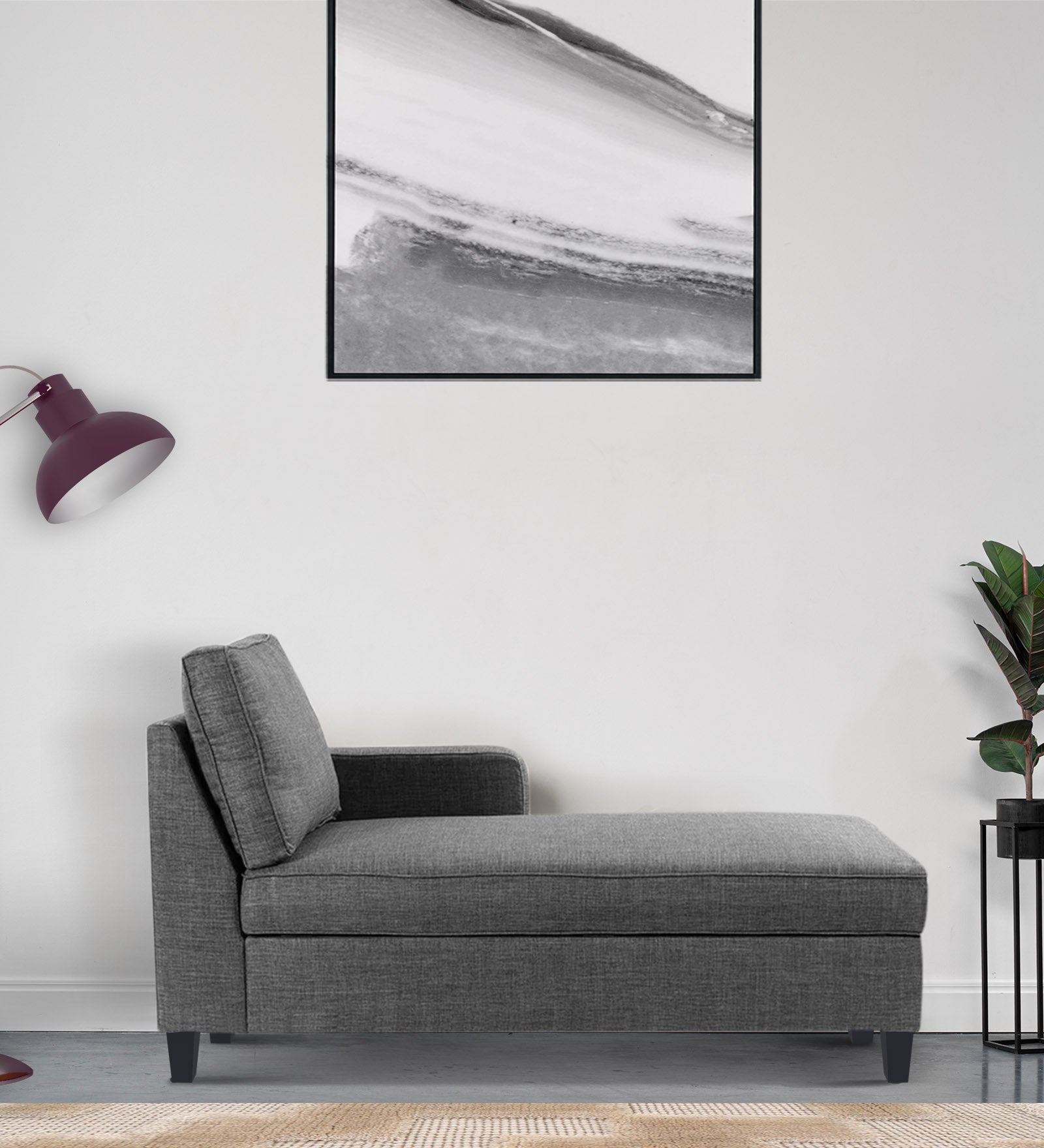 Harry Fabric RHS Chaise Lounger In Charcoal Grey Colour - Febonic Living