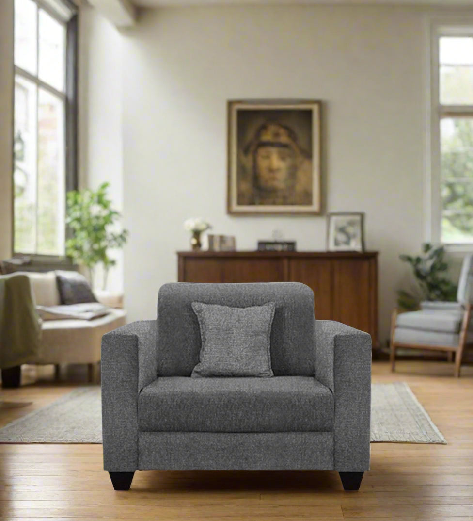 Nebula Fabric 1 Seater Sofa in Charcoal Grey Colour