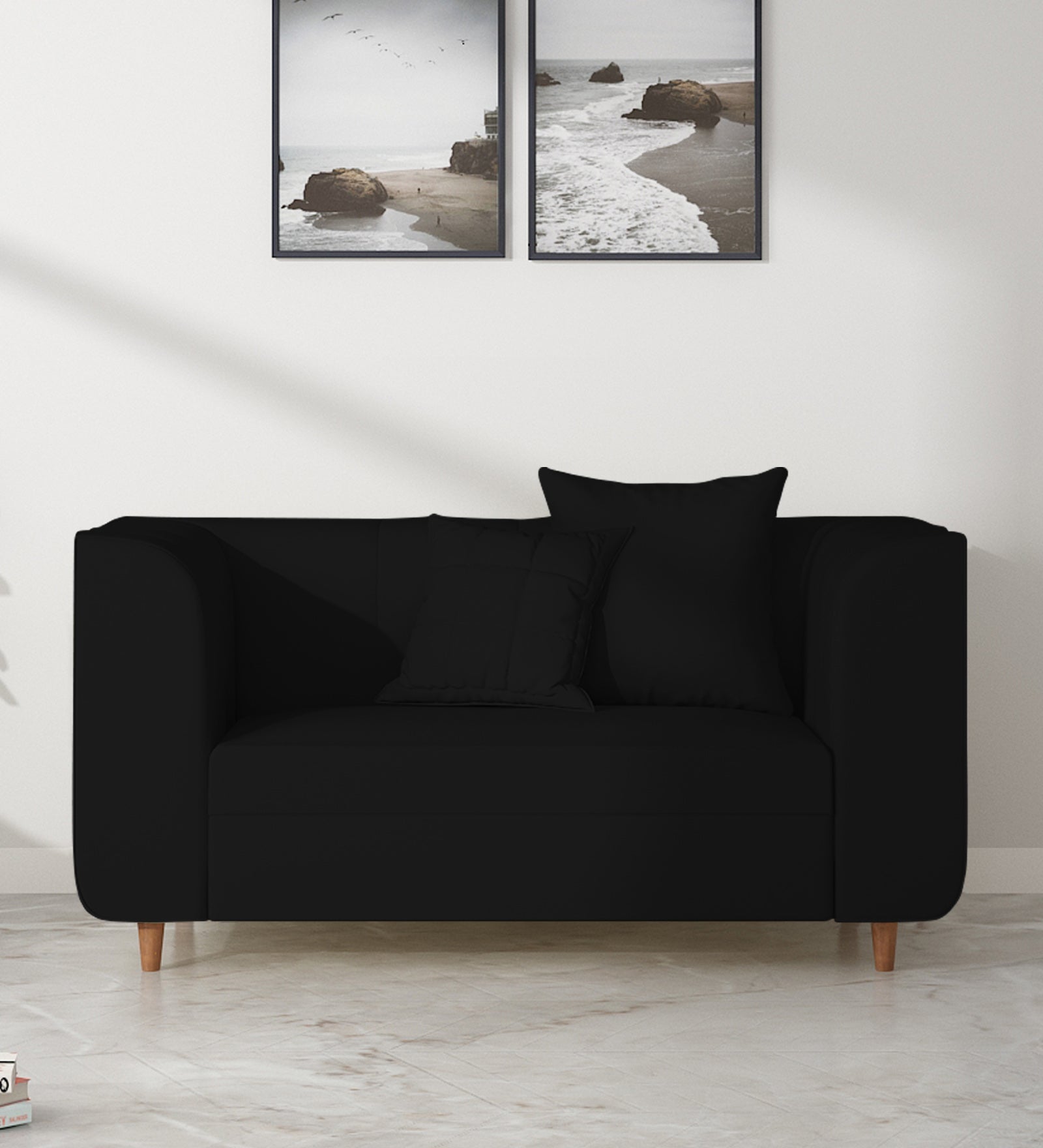 Sumo Velvet 2 Seater Sofa In Adam Black Colour - Febonic Living