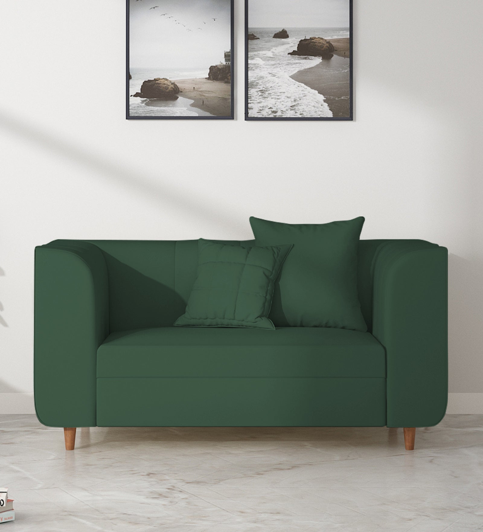 Sumo Velvet 2 Seater Sofa In Amazon Green Colour - Febonic Living