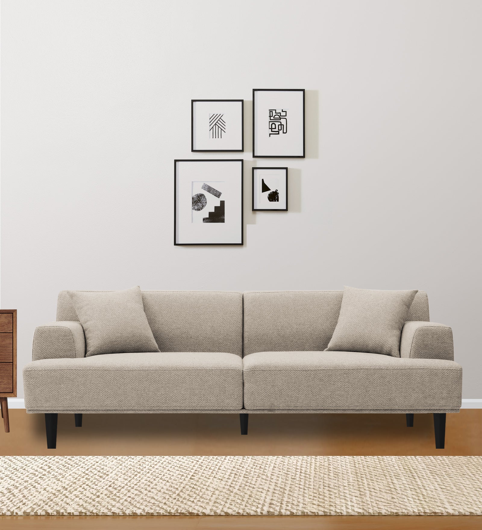 Cobby Fabric 3 Seater Sofa In Khaki Beige Colour - Febonic Living