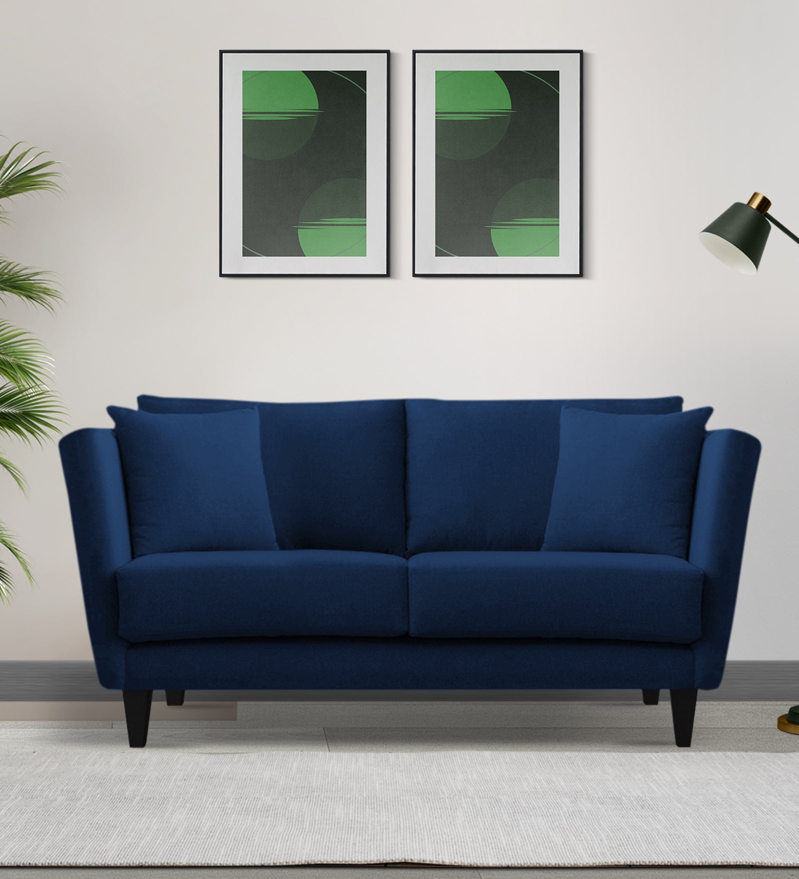 Norway Velvet 2 Seater Sofa In Imperial Blue Colour - Febonic Living