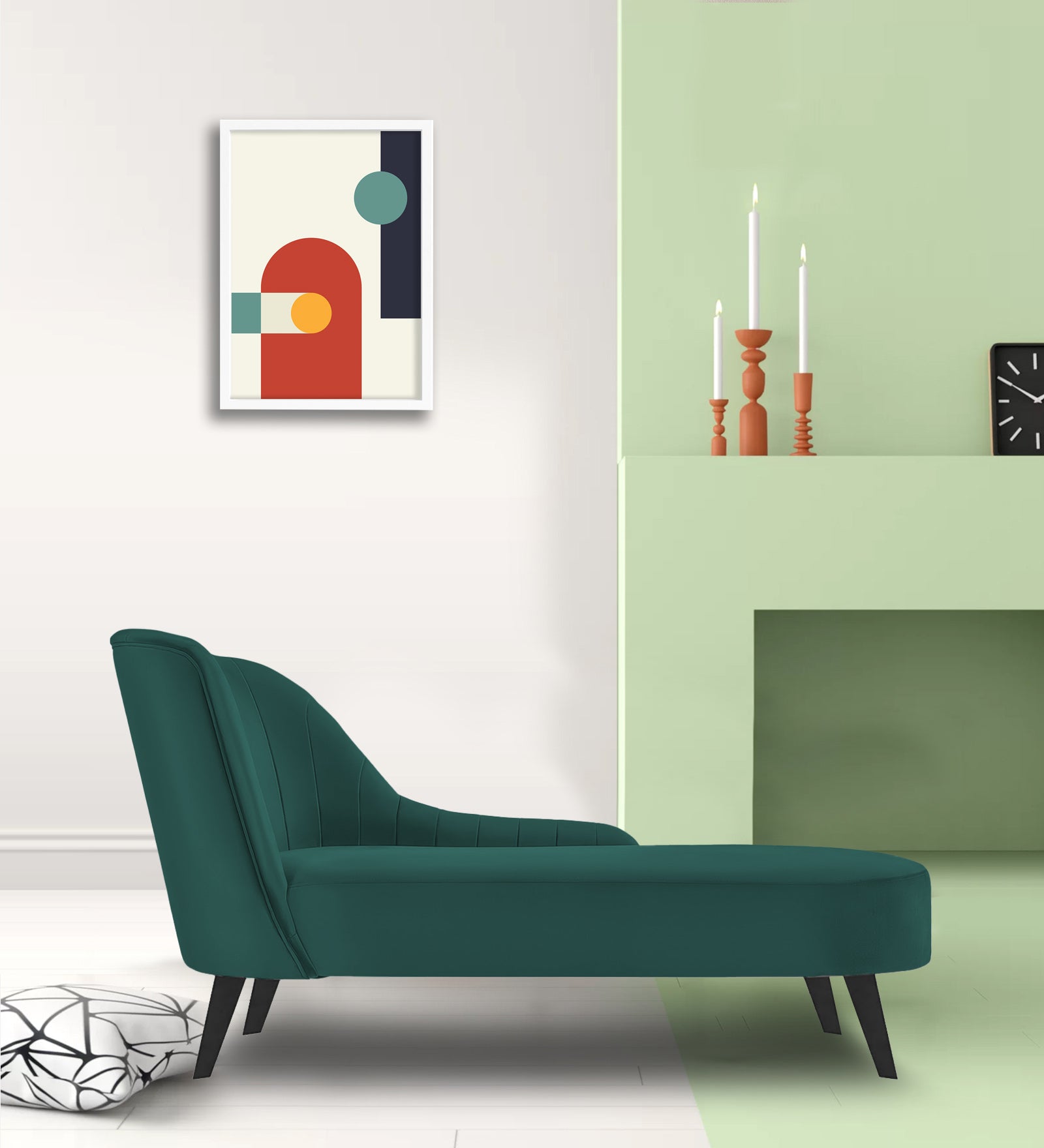 Flora Velvet RHS Chaise Lounger In Pine Green Colour - Febonic Living