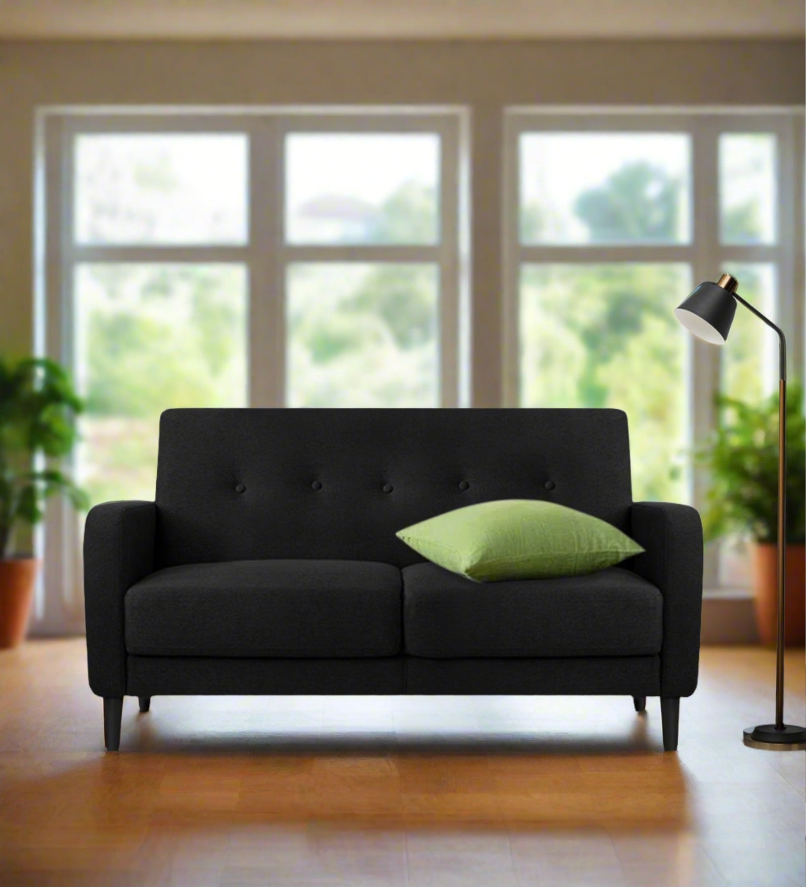 Black fabric 2 seater sofa sale