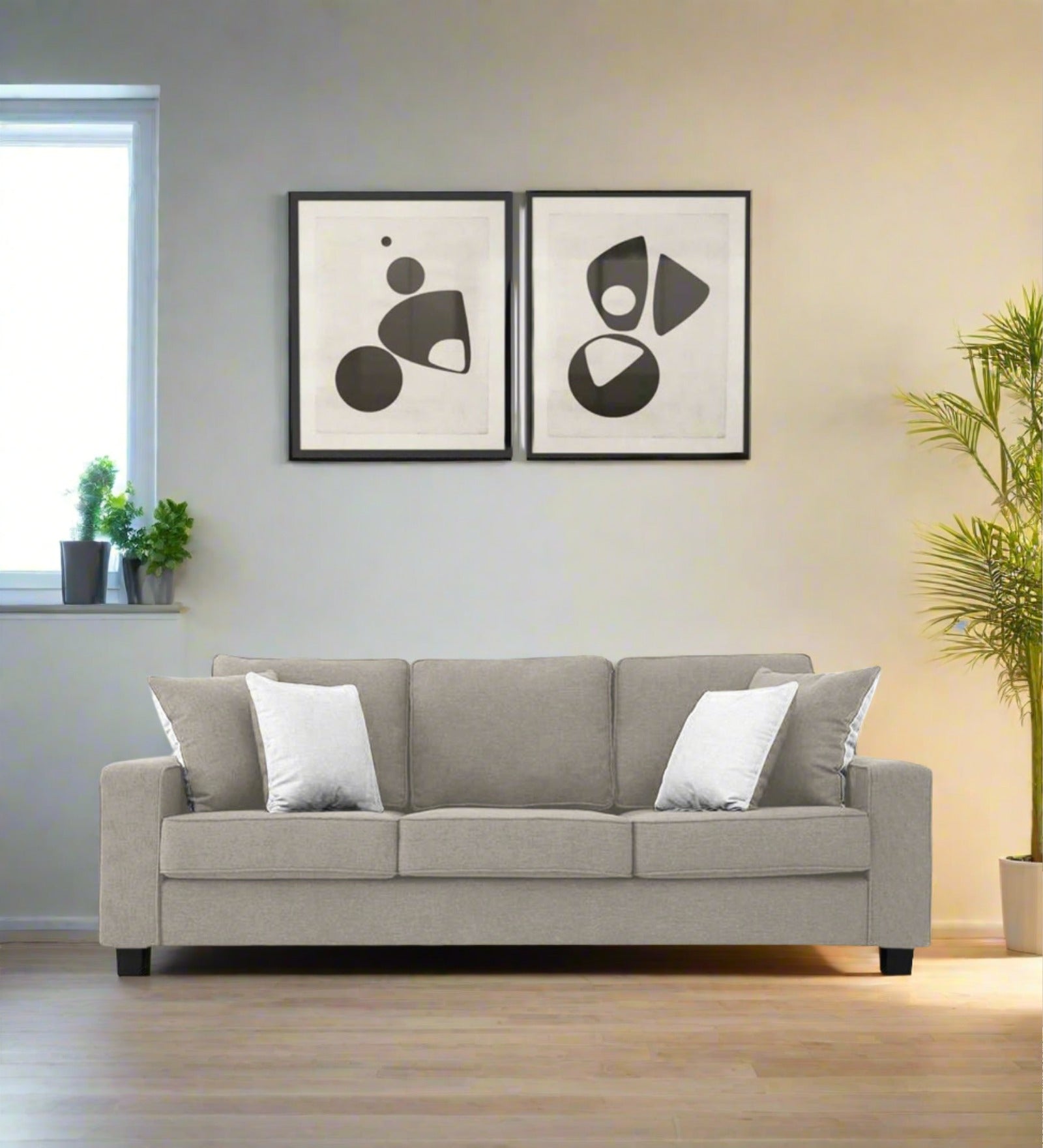 Ladybug Fabric 3 Seater Sofa In Ash Grey Colour - Febonic Living