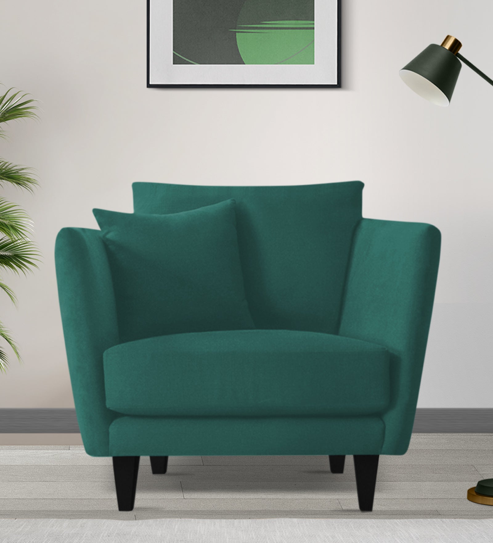 Norway Velvet 1 Seater Sofa In Pine Green Colour - Febonic Living