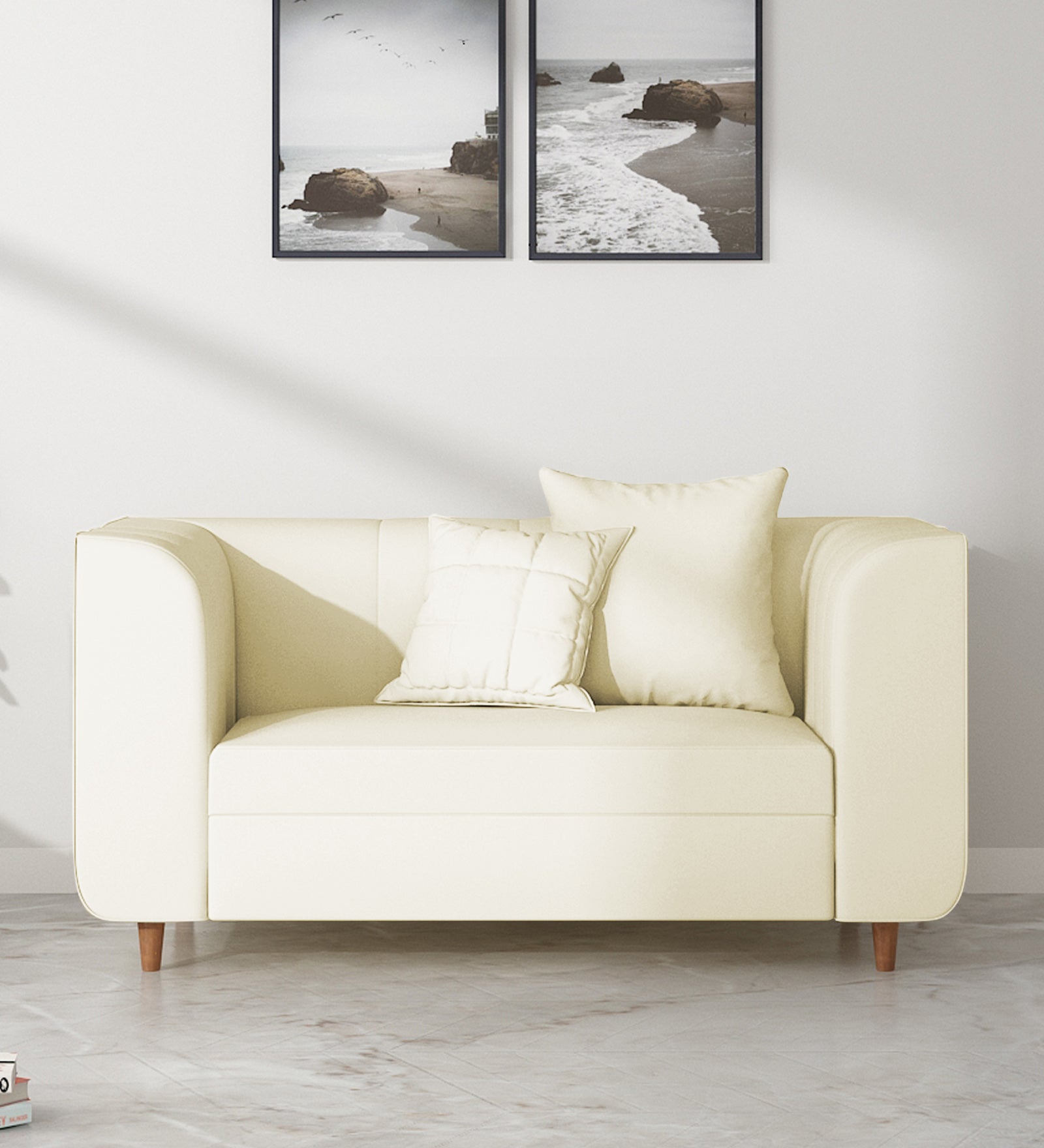 Sumo Velvet 2 Seater Sofa In Warm White Colour - Febonic Living