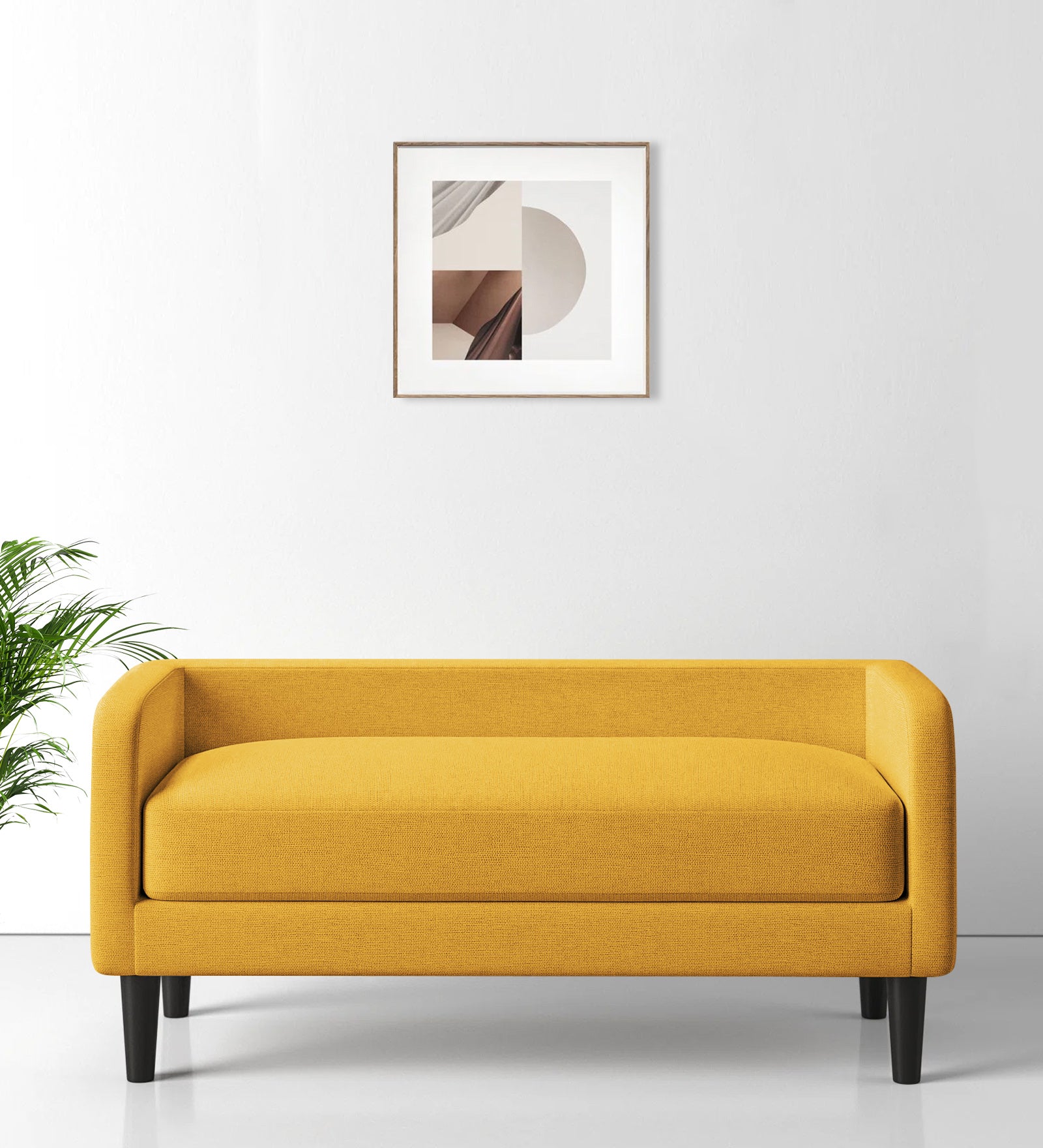 Maya Fabric Bench In Bold Yellow Colour - Febonic Living