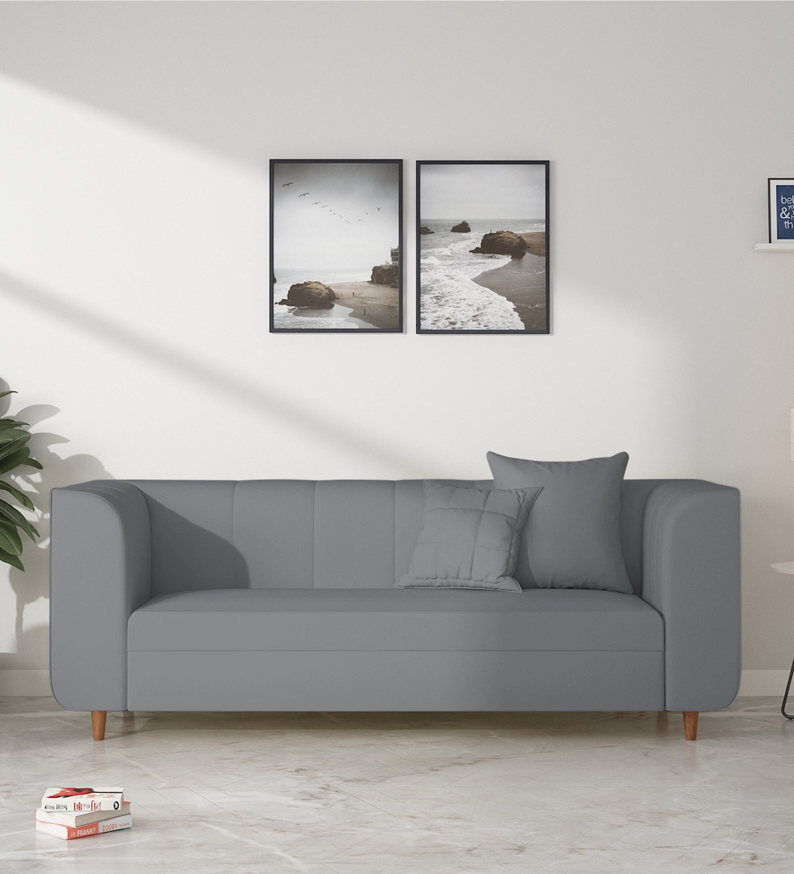 Sumo Velvet 3 Seater Sofa In Pubble Grey Colour - Febonic Living