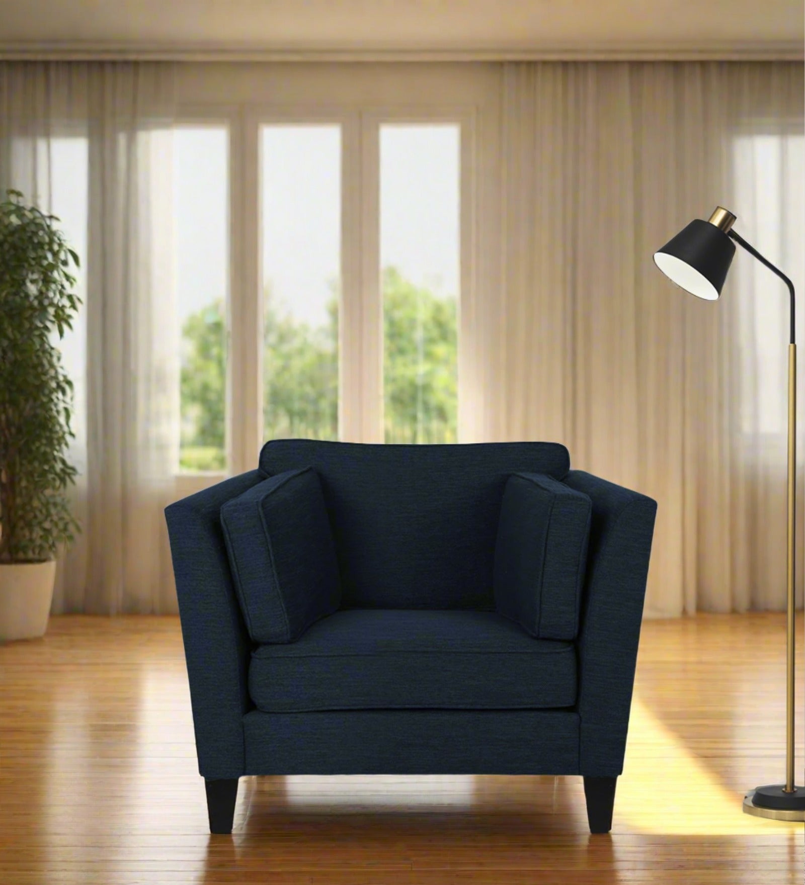 Nigar Fabric 1 Seater Sofa In  Denim Blue Colour - Febonic Living