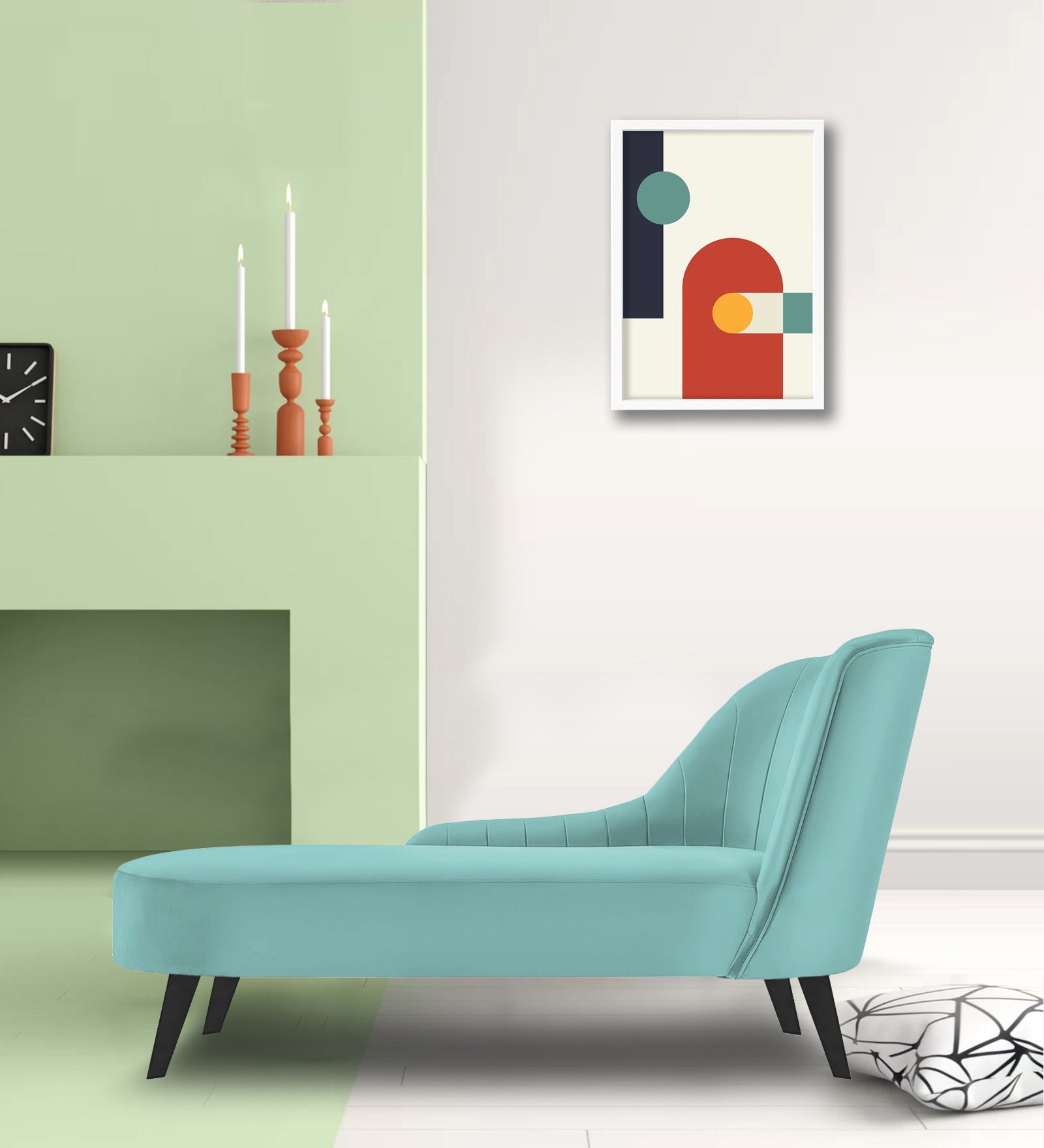 Flora Velvet LHS Chaise Lounger In Barmunda Aqua Colour - Febonic Living
