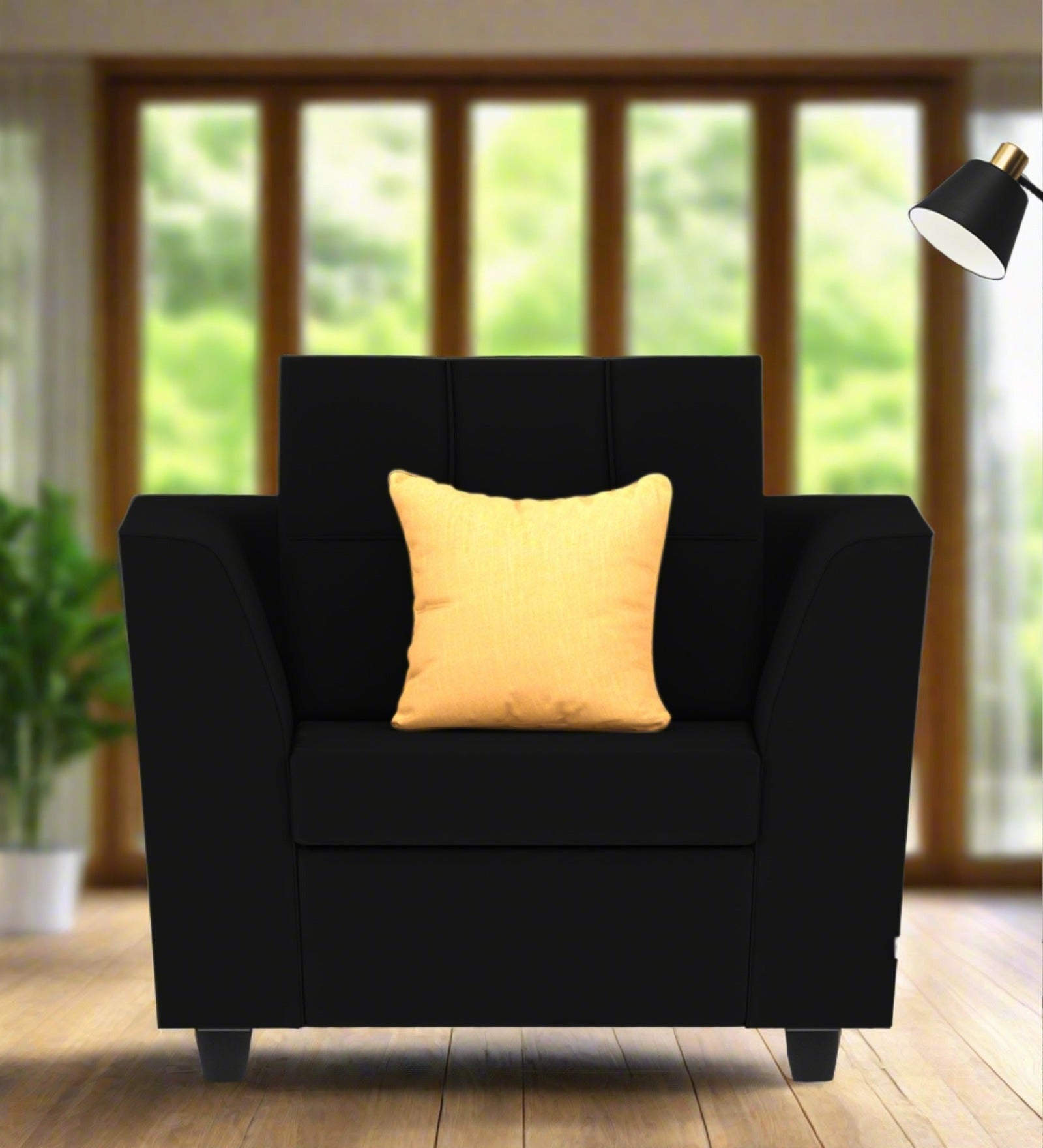 Nestin Velvet 1 Seater Sofa In Adam Black Colour - Febonic Living