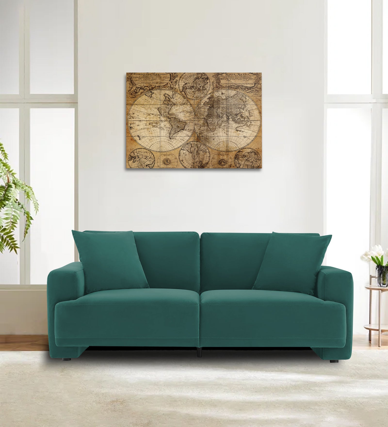 Kosta Velvet 2 Seater Sofa In Pine Green Colour - Febonic Living