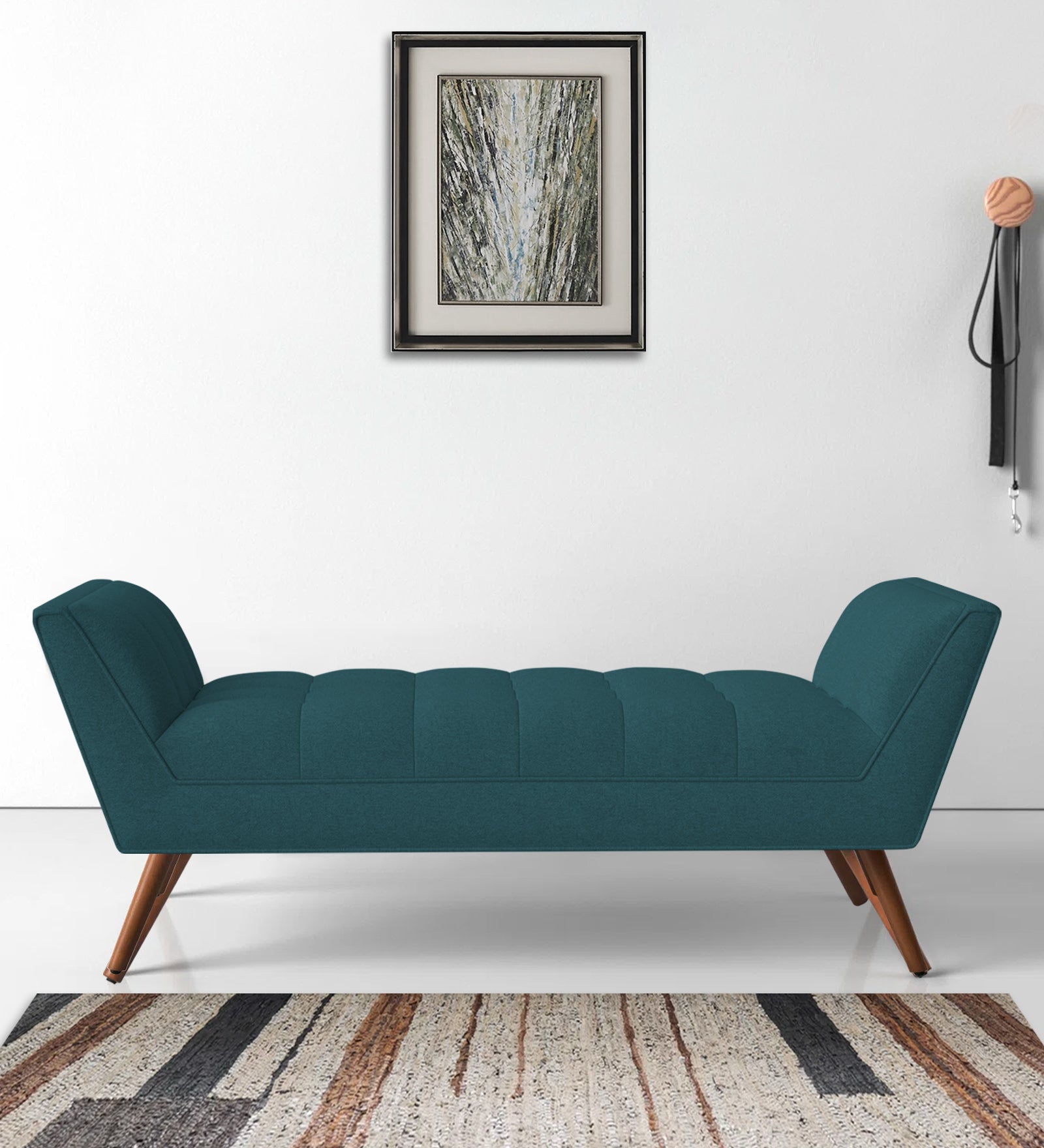 Cartes Velvet Bench In Arabian Green Colour - Febonic Living
