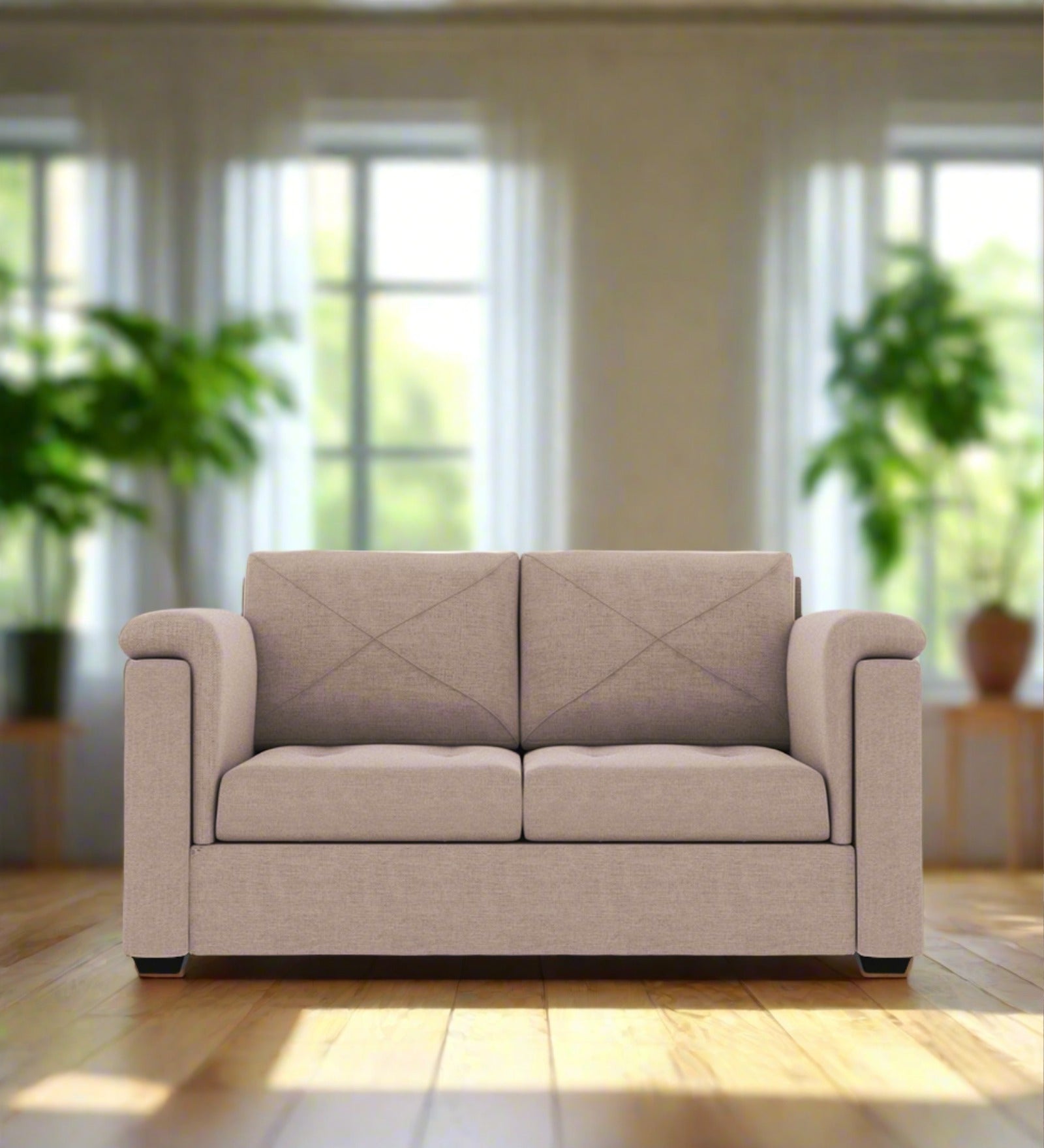 Andres Fabric 2 Seater Sofa In Mush Beige Colour - Febonic Living