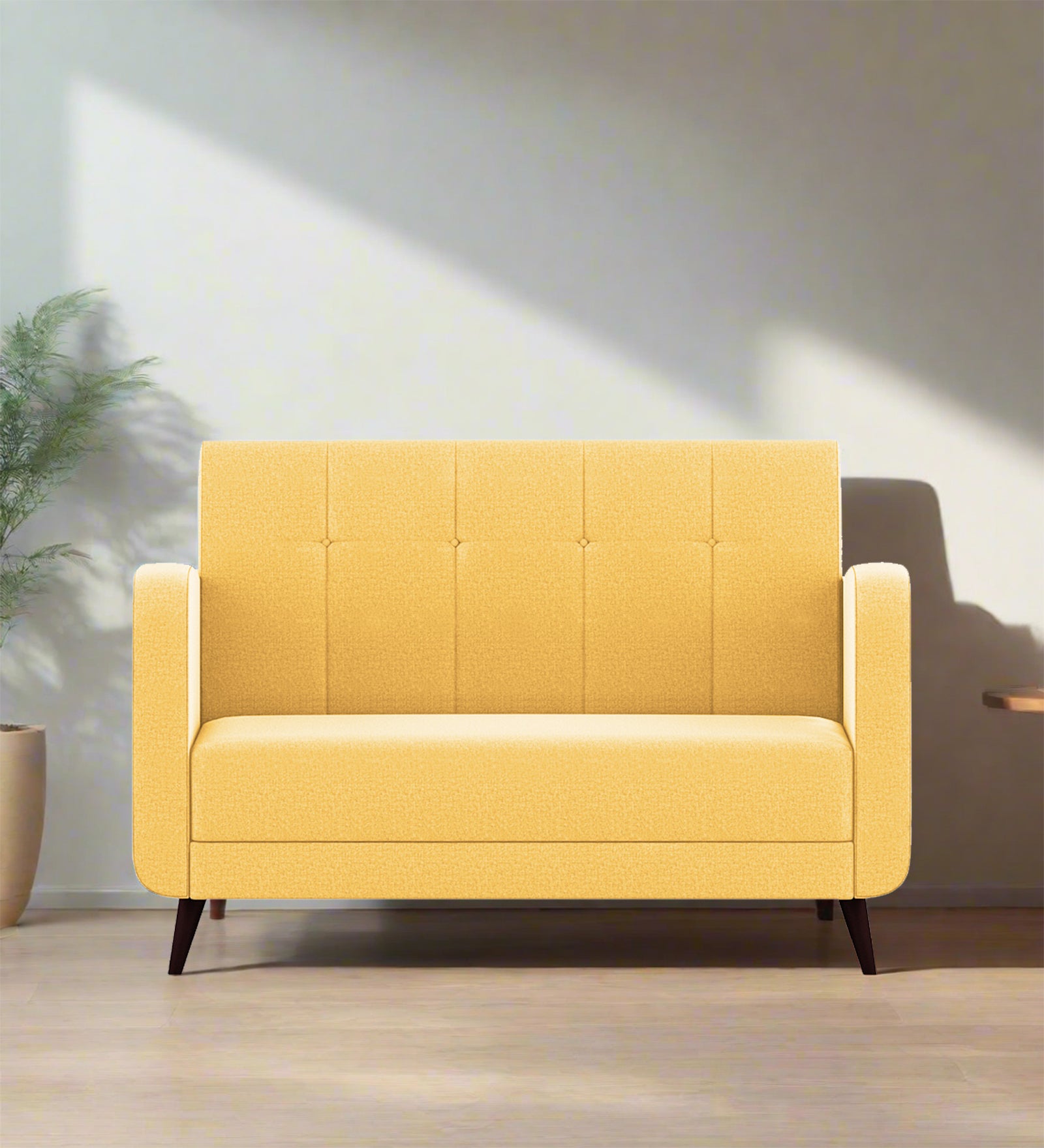Wiki Velvet 2 Seater Sofa In Turmeric yellow Colour - Febonic Living