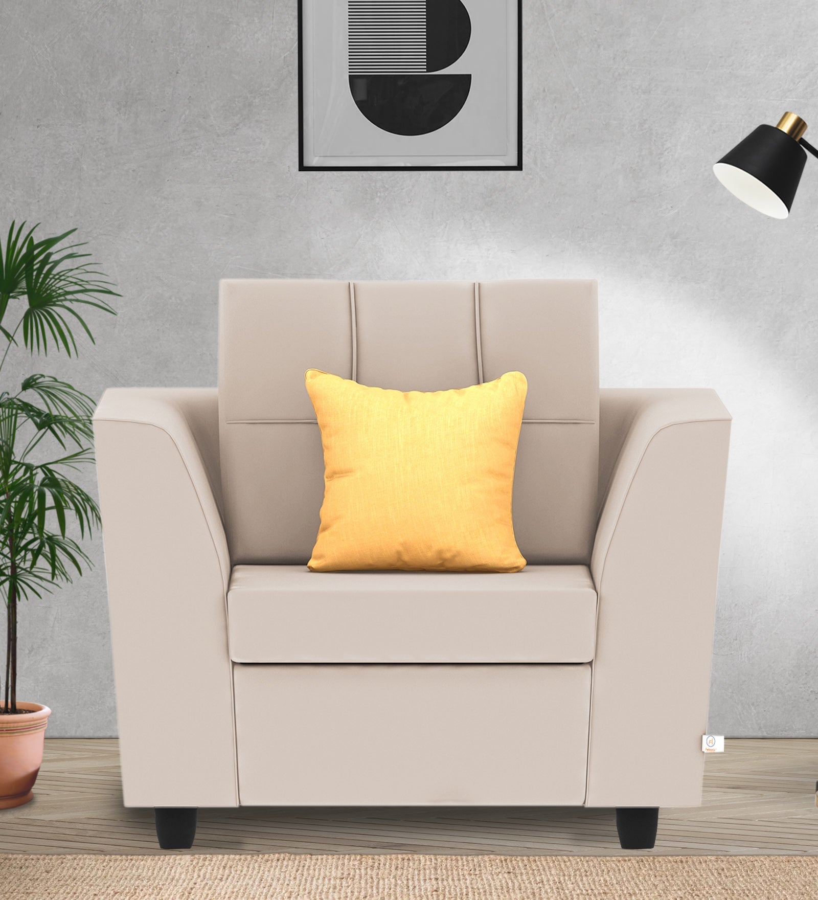 Nestin Velvet 1 Seater Sofa In Camel Beige Colour - Febonic Living