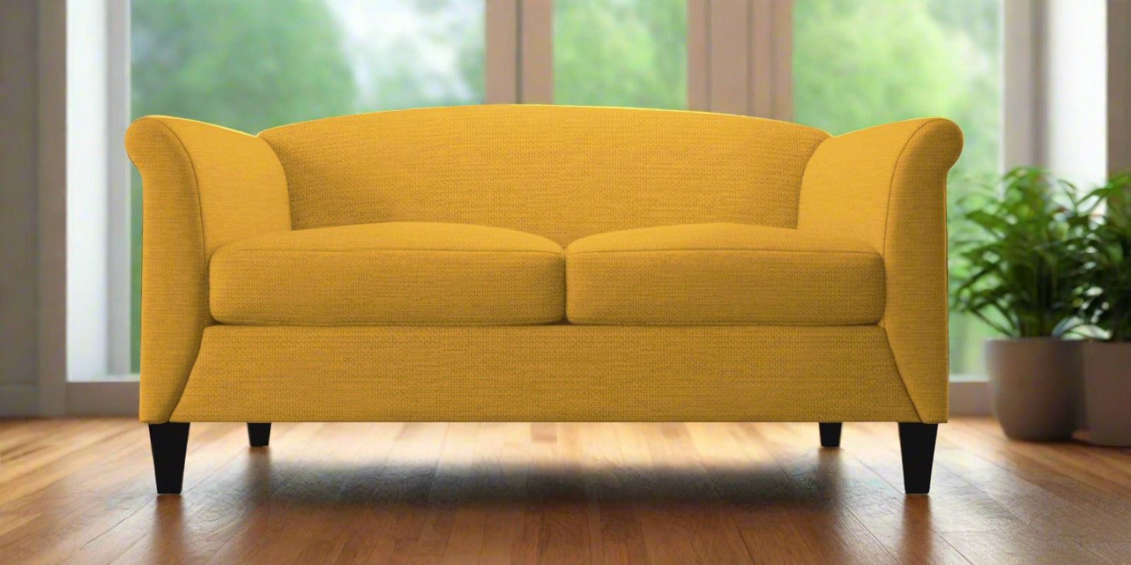 Kimber Fabric 2 Seater Sofa In Bold Yellow Colour - Febonic Living