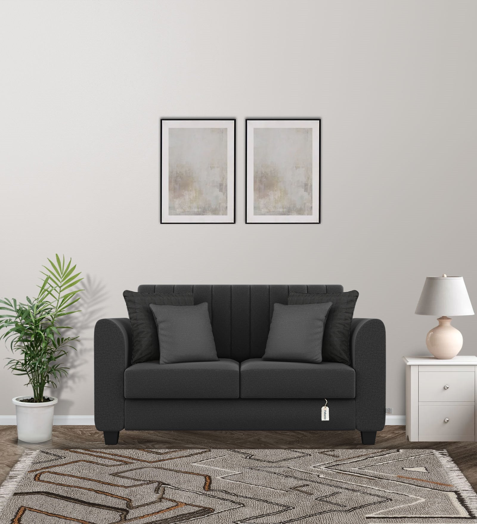 Cosmic Fabric 2 Seater Sofa In Charcoal Grey Colour - Febonic Living