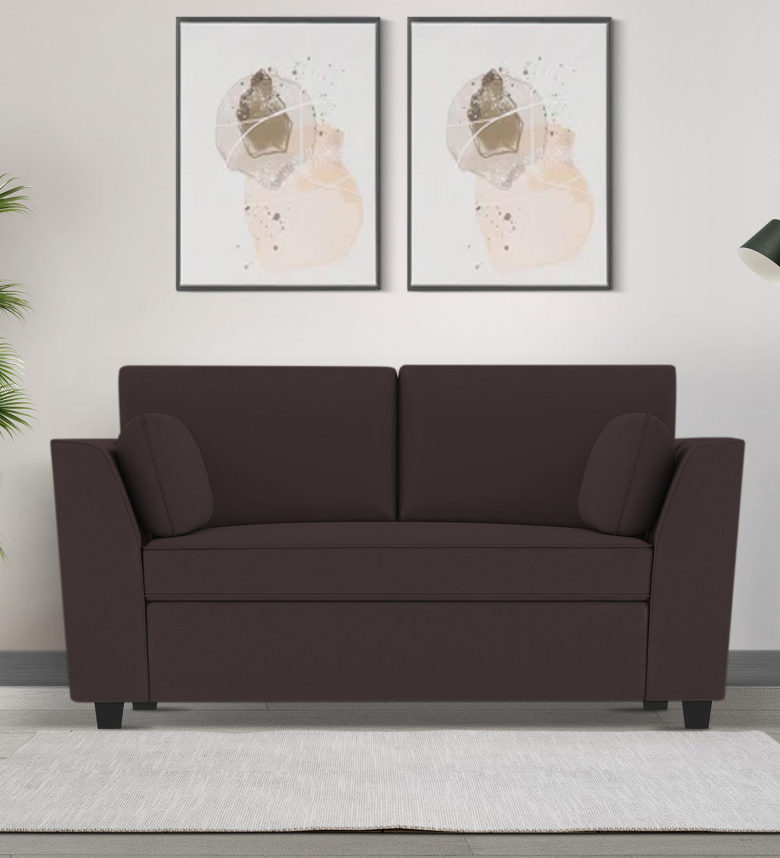 Bristo Velvet 2 Seater Sofa In Mocha Brown Colour - Febonic Living