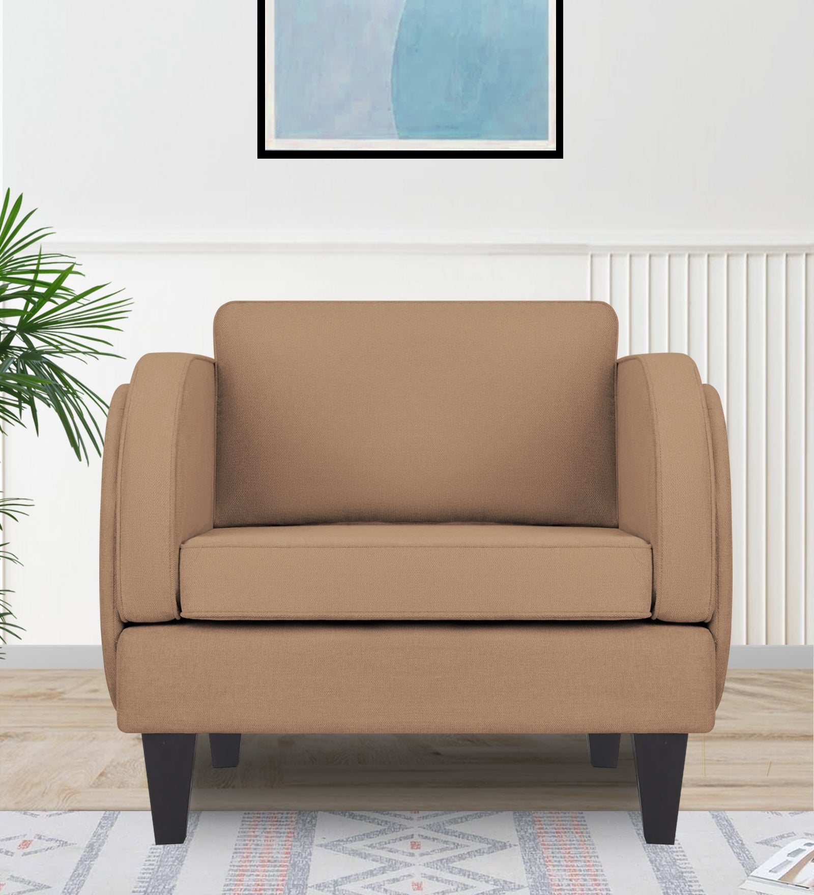 Siddy 1 Seater Fabric Sofa - Cookie Beige by Febonic Living