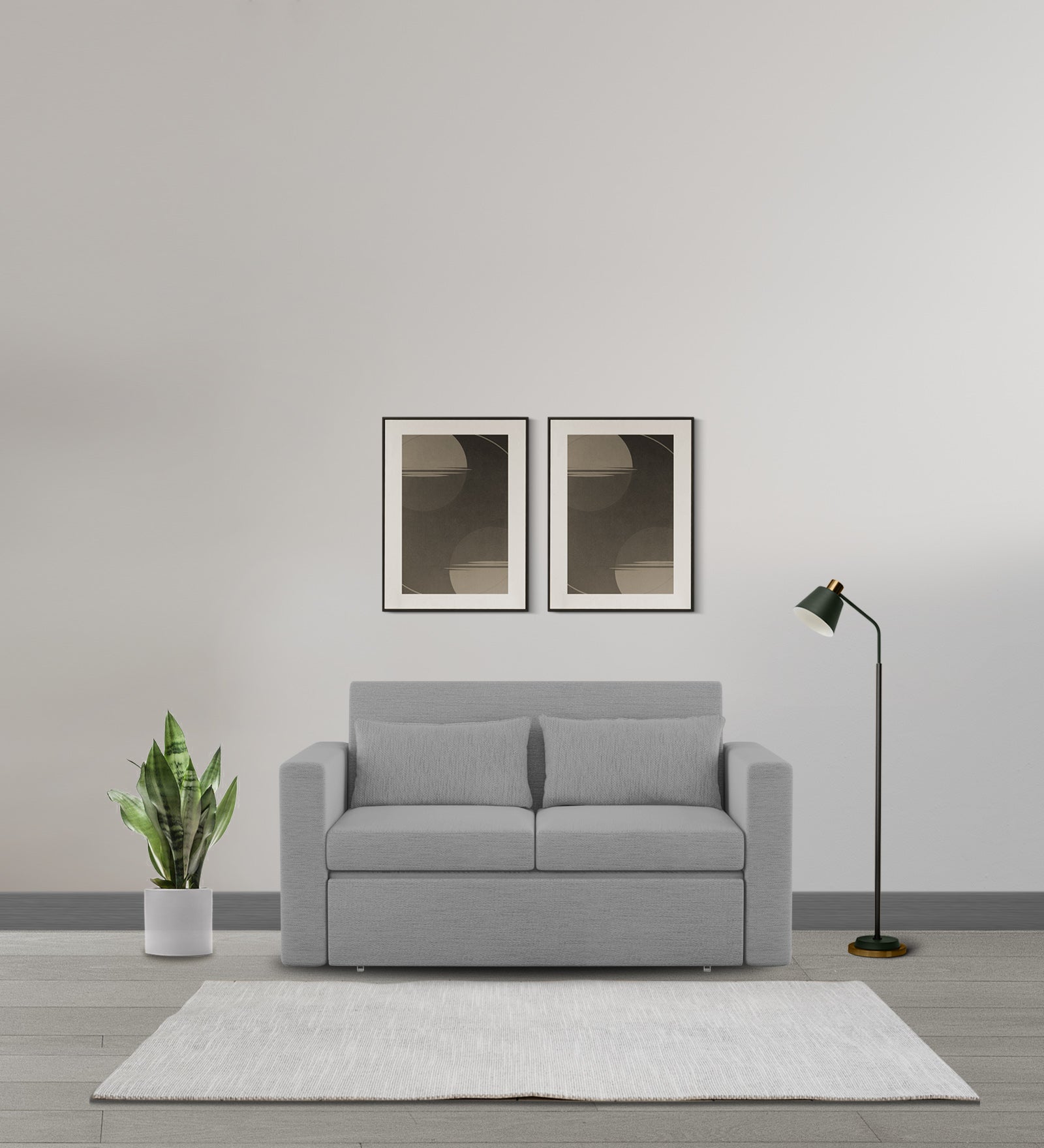 River Fabric 2 Seater Pull Out Sofa Cum Bed In lit Grey Colour - Febonic Living