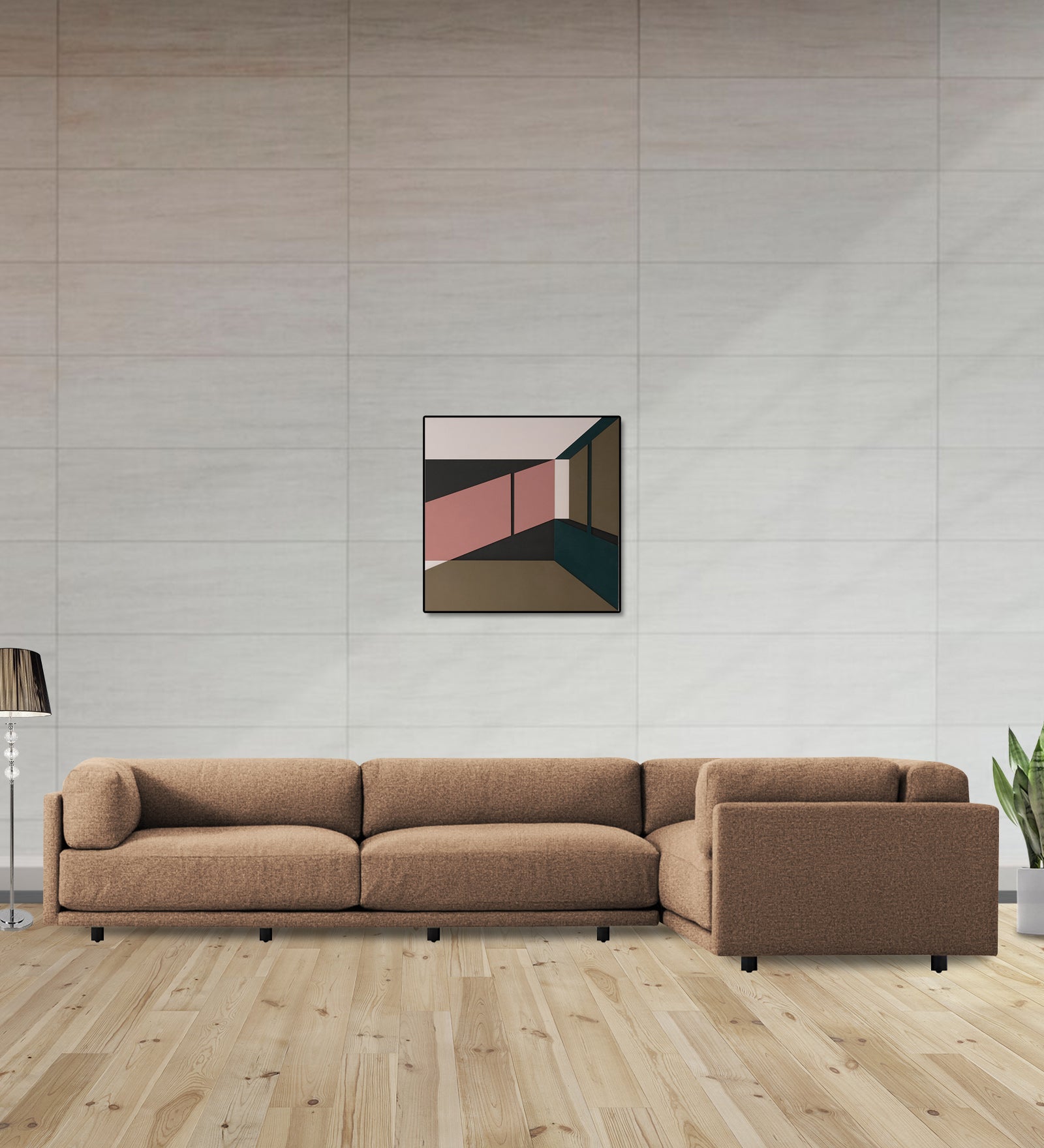 Nixon Fabric 6 Seater LHS Corner Sofa In Cookie Beige Colour - Febonic Living