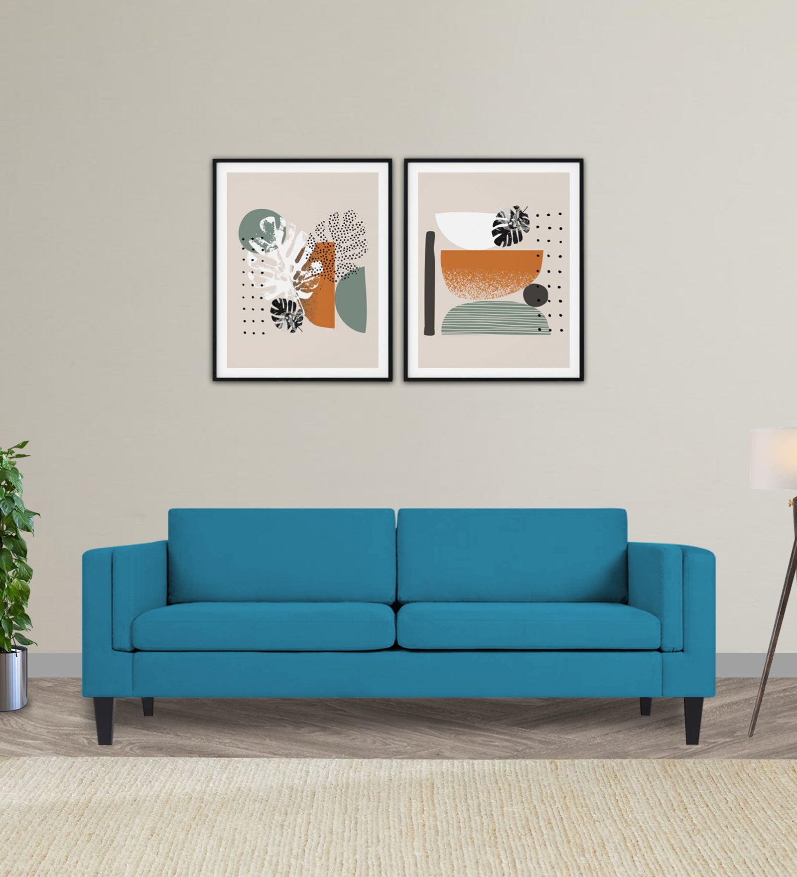 Jasper Velvet 3 Seater Sofa in Aqua blue Colour