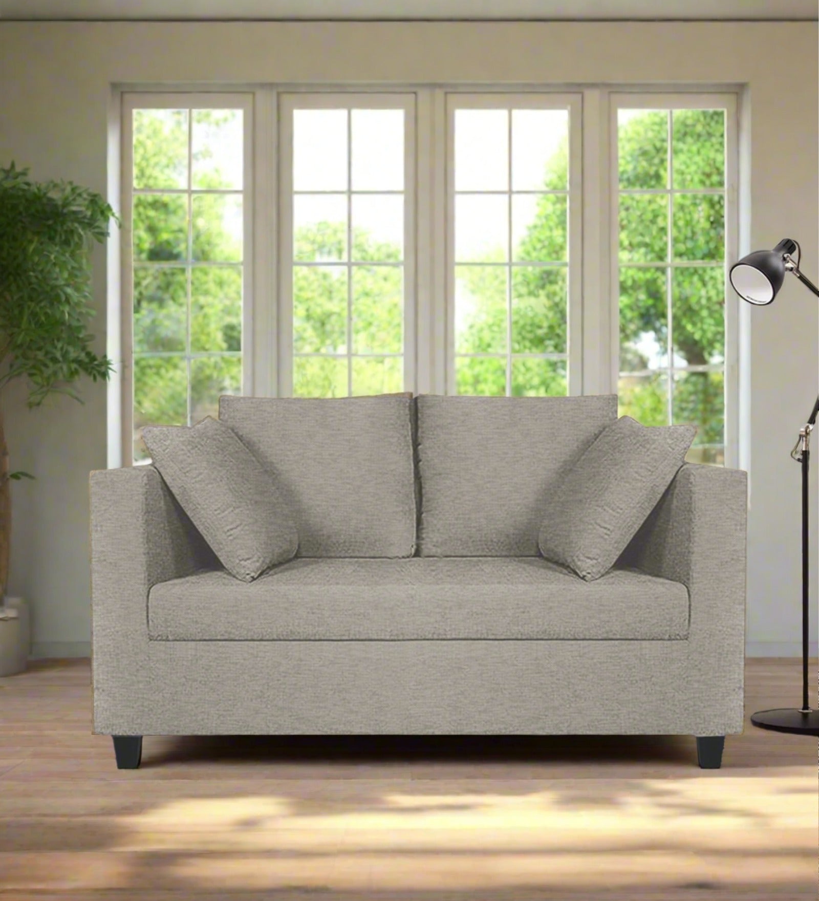 Nuska Fabric 2 Seater Sofa In Ash Grey Colour - Febonic Living