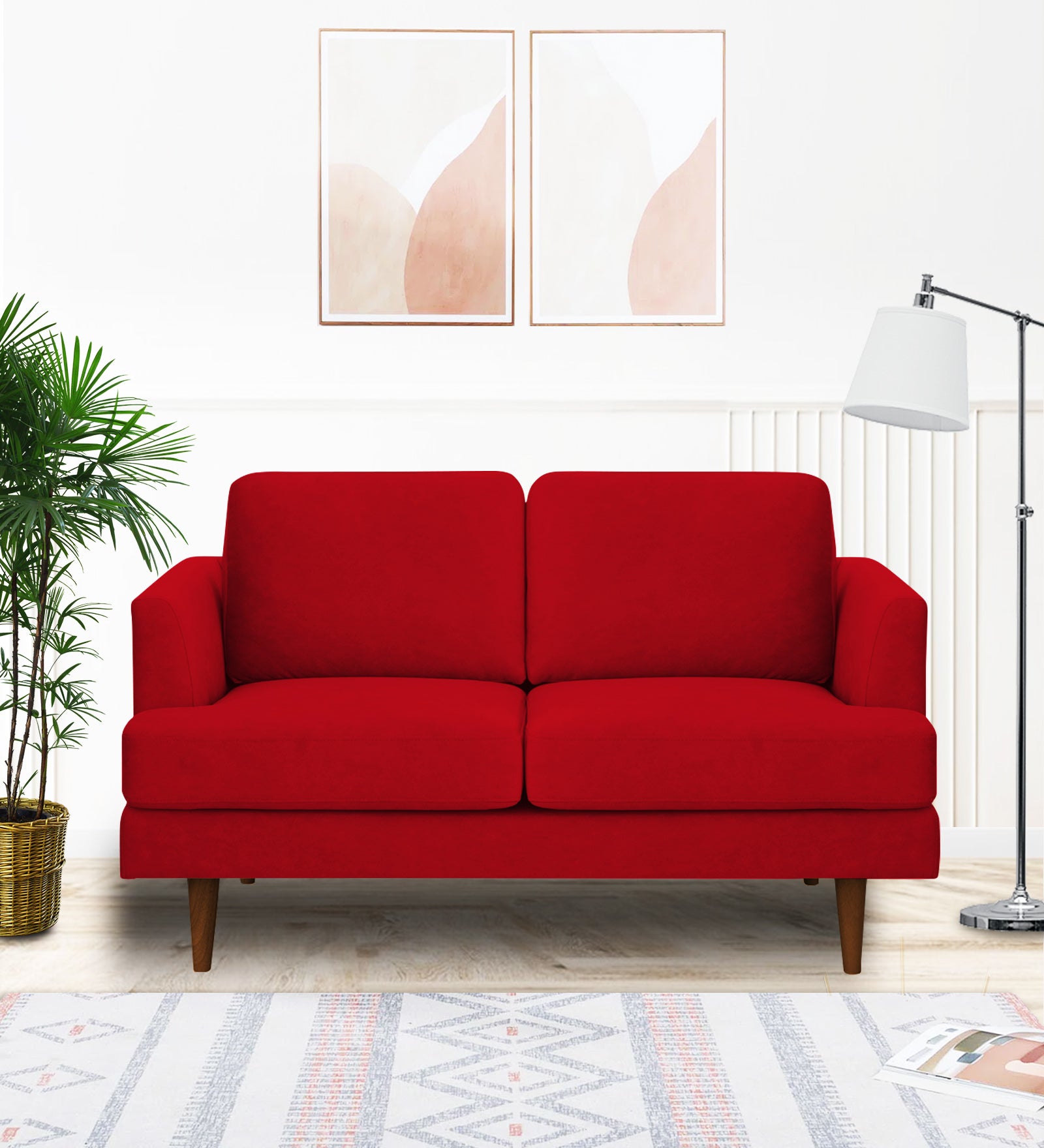 Motra Velvet 2 Seater Sofa In Berry Maroon Colour - Febonic Living