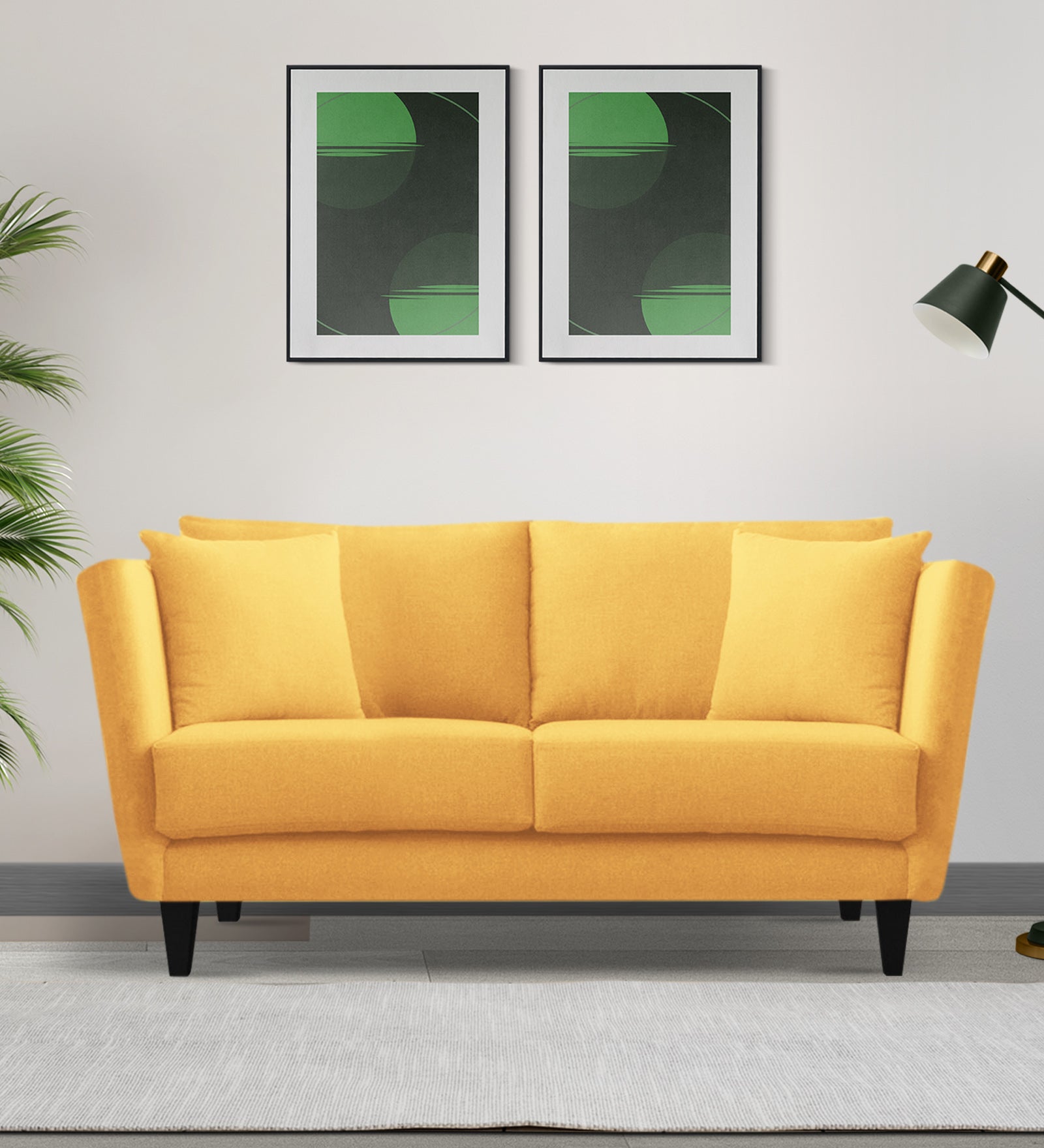 Norway Velvet 2 Seater Sofa In Turmeric Yellow Colour - Febonic Living