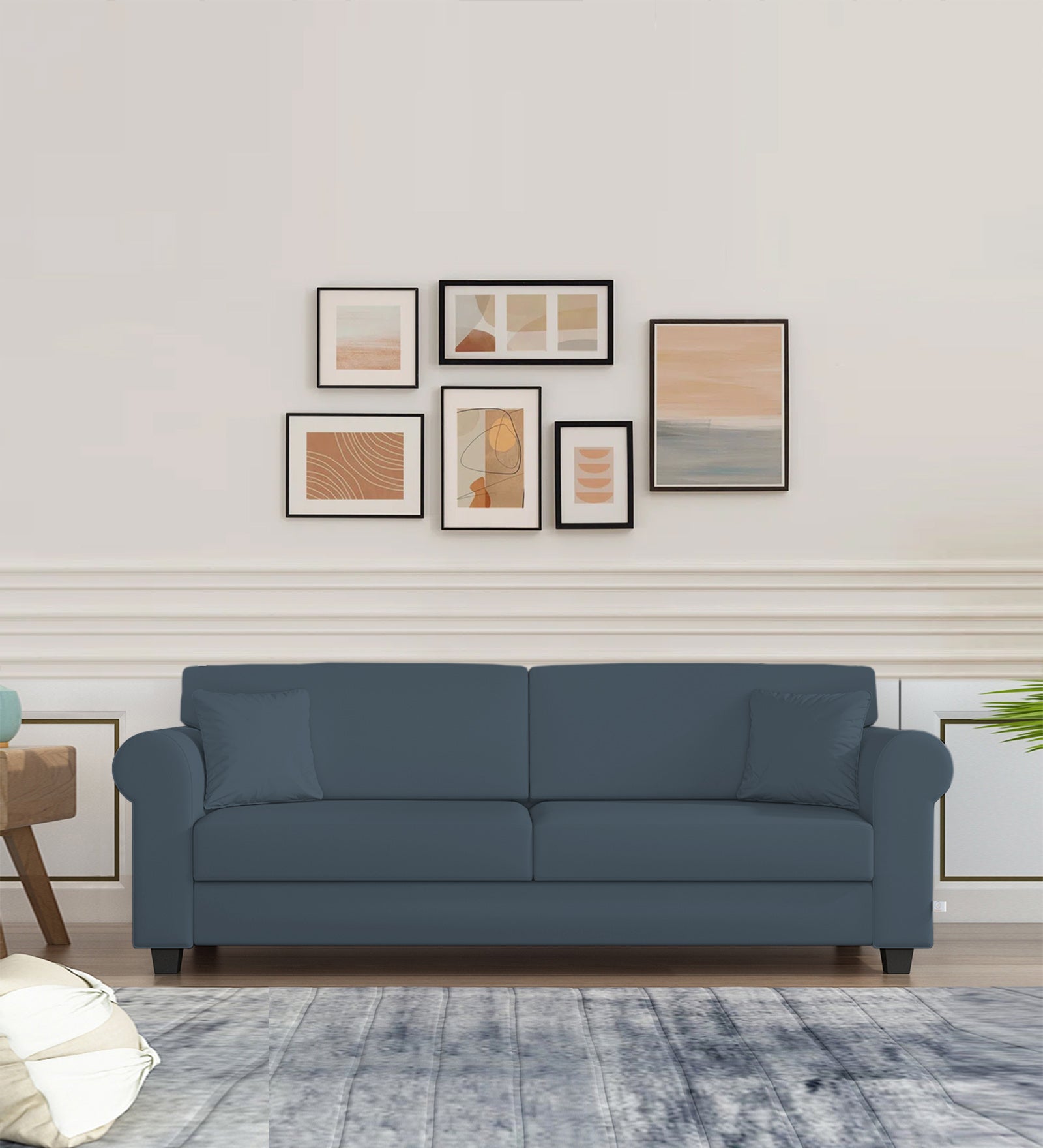 Numonk Velvet 3 Seater Sofa In Oxford Blue Colour - Febonic Living