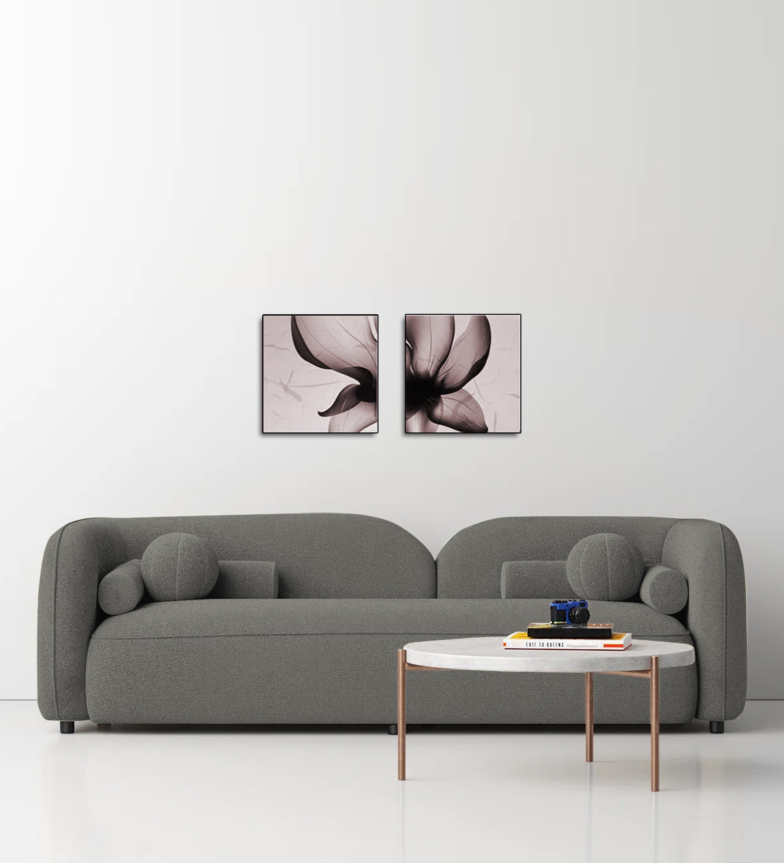 Corny Boucle Fabric 3 Seater Sofa In Moon Grey Colour - Febonic Living