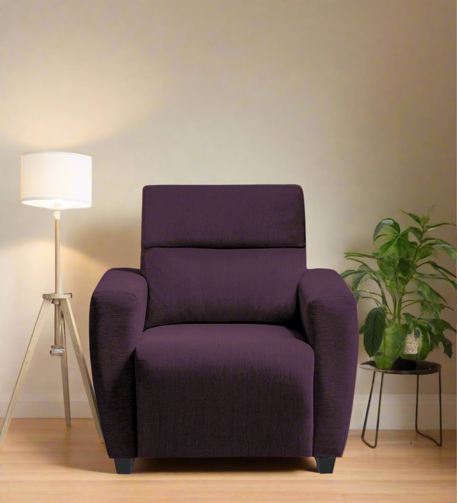 Bakadi Fabric 1 Seater Sofa In Greek Purple Colour - Febonic Living