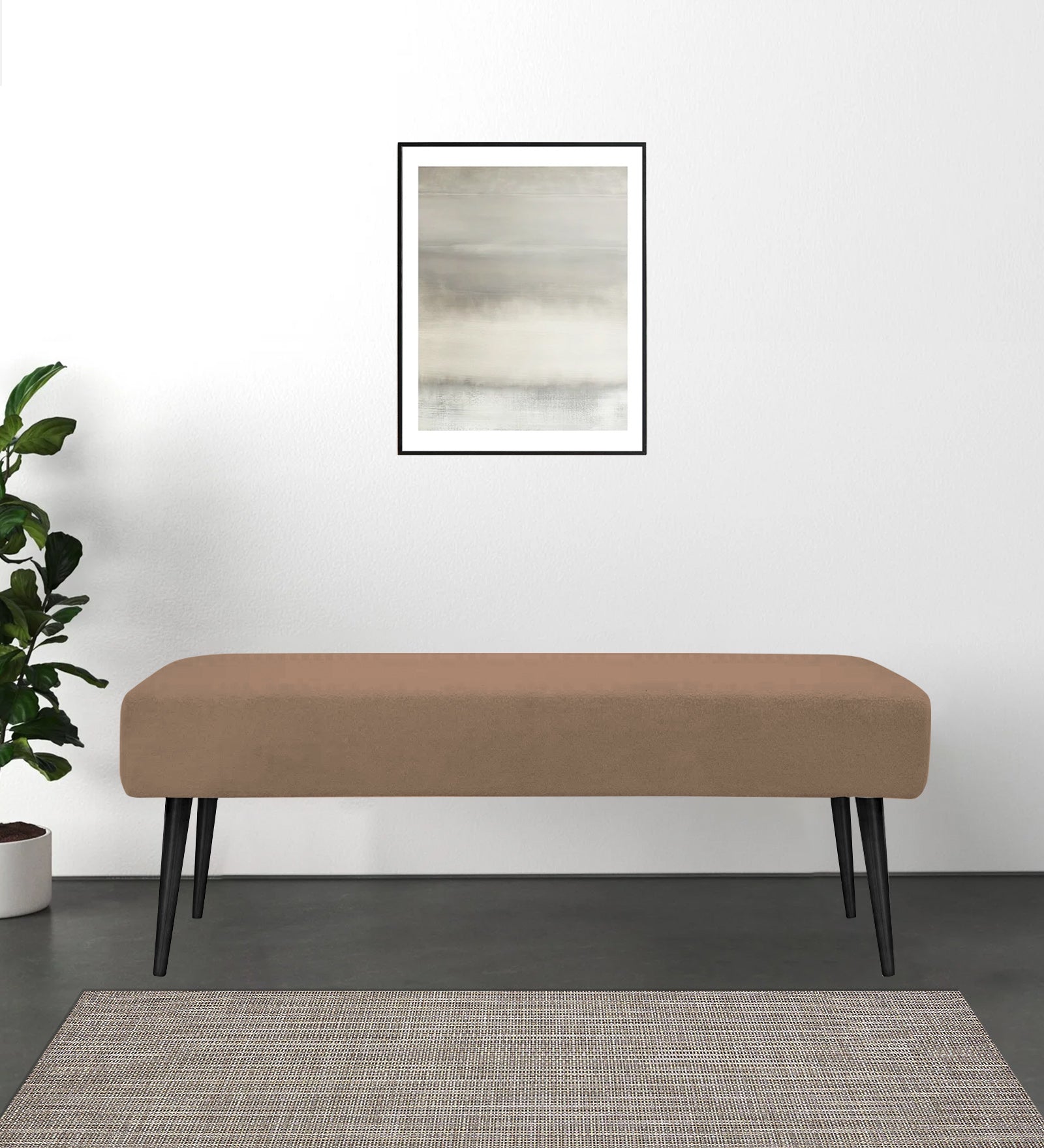 Orbit Fabric Bench In Cookie Beige Colour - Febonic Living