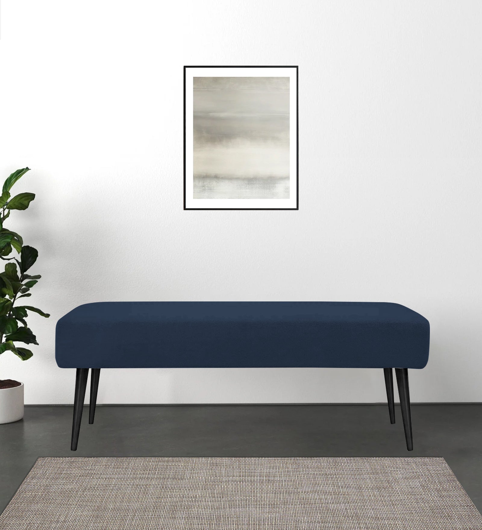 Orbit Fabric Bench In Denim Blue Colour - Febonic Living